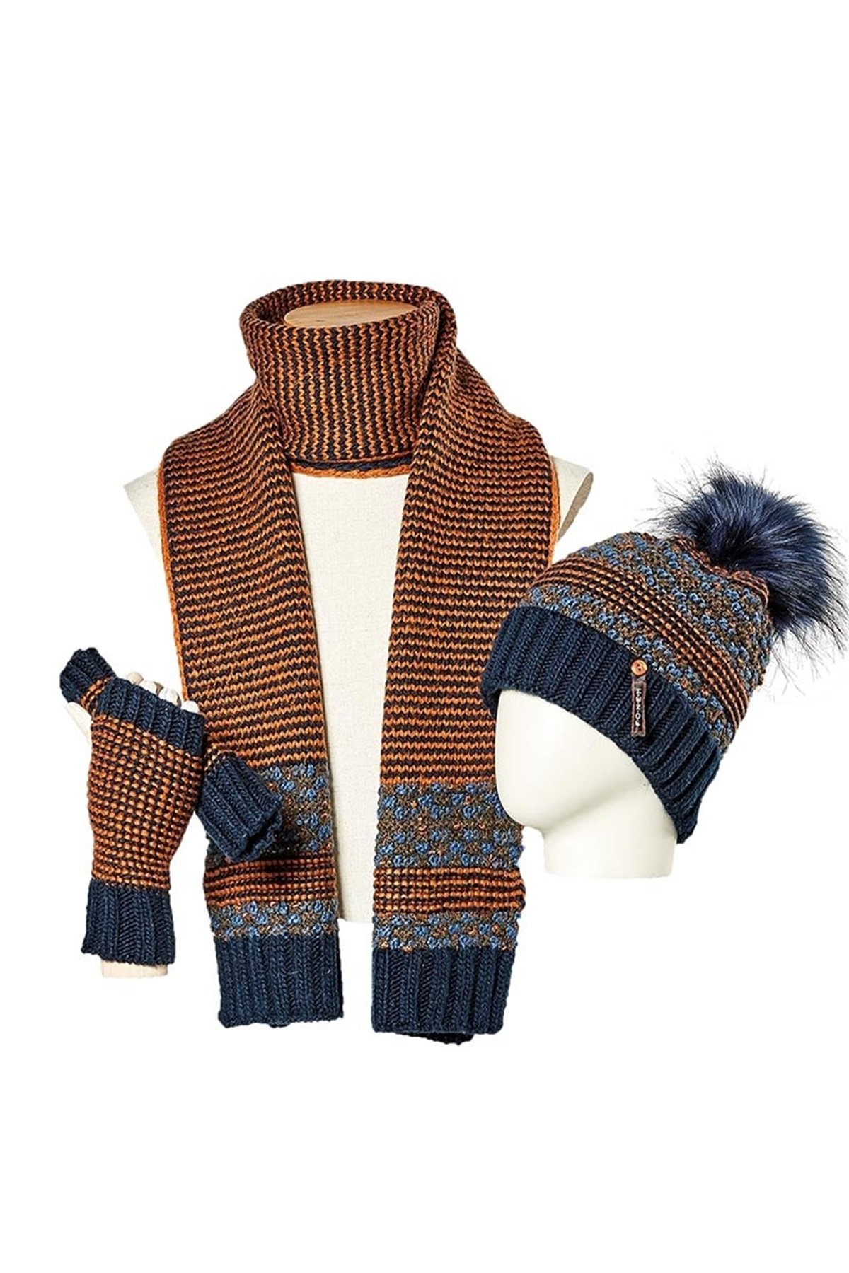 Kadın Lacivert Atkı Bere Eldiven Takımı 3074 - Yakamoz