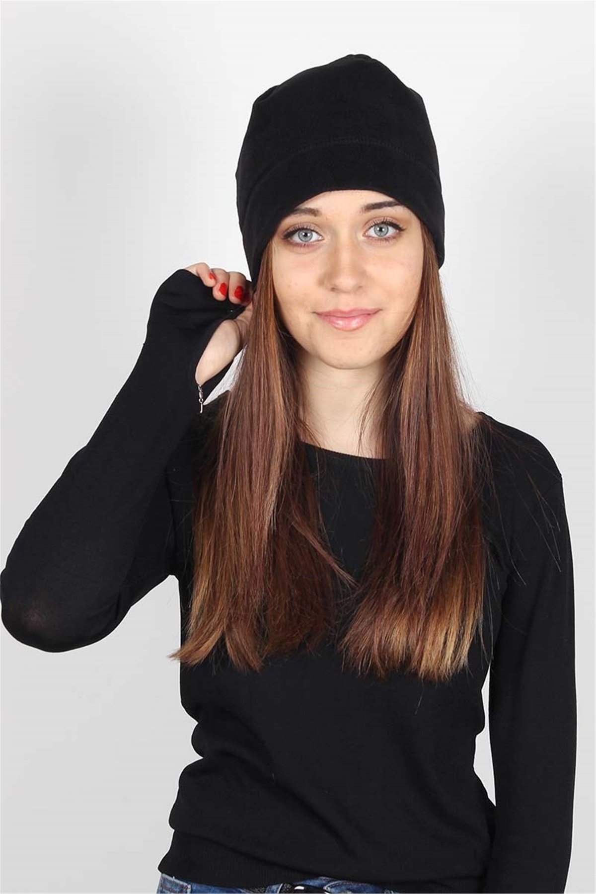 Kadın Polar BereTakım PL88953 Siyah