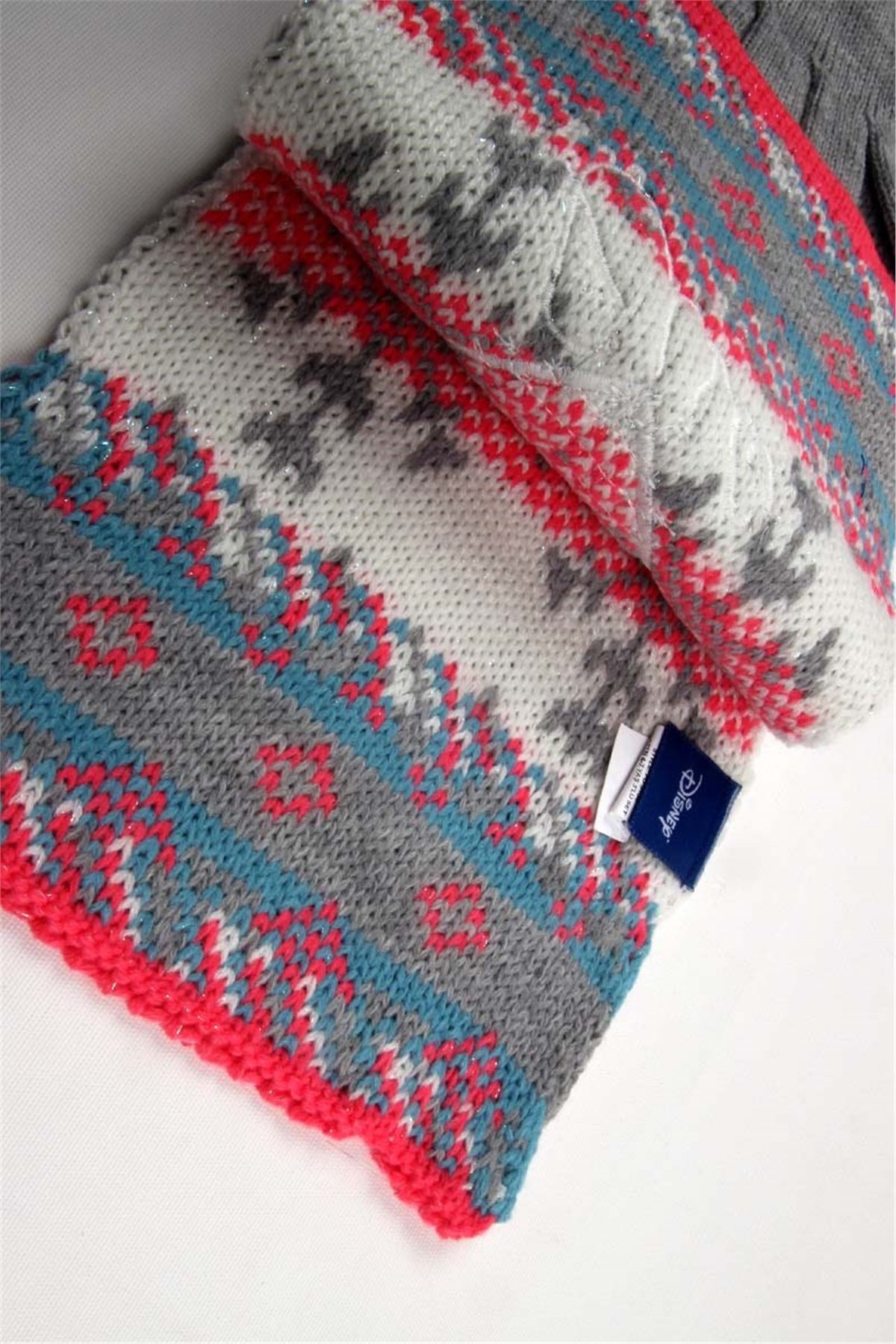 Karlar Ülkesi Elsa 4-7 Yaş Kız Çocuk Atkı Bere Eldiven Takımı 15106 - Koyu Pembe