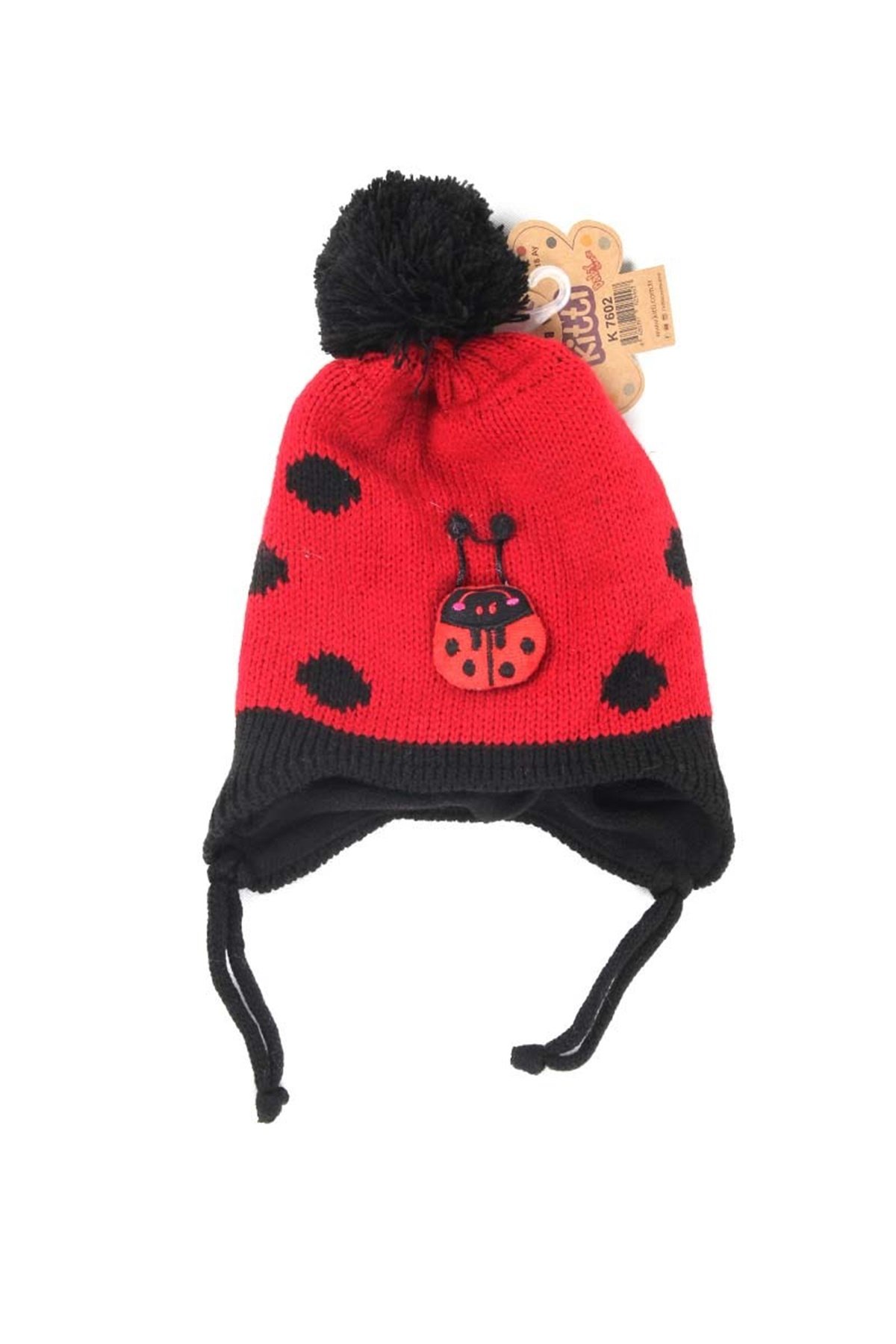 Kırmızı Uğur Böceği Kız Bebek Kulaklı Bere 0 / 18 Ay