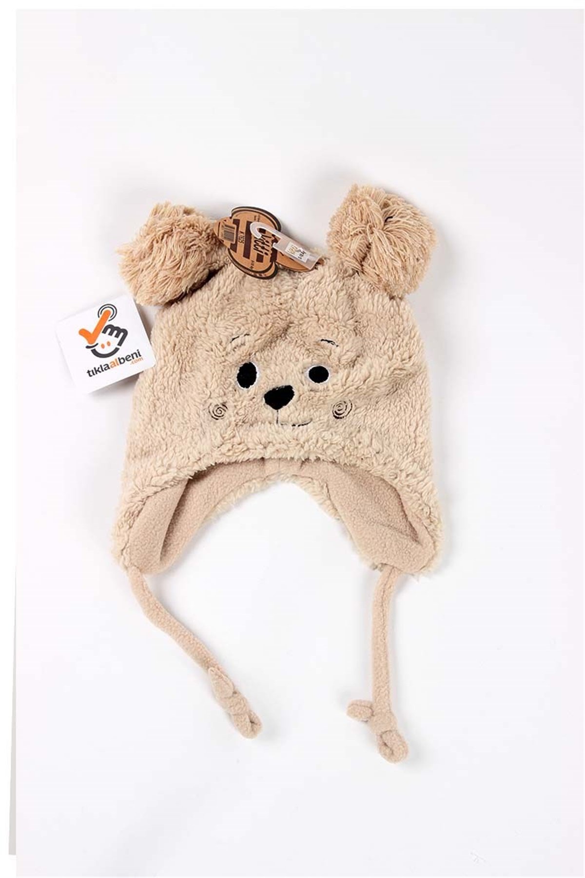 Kitti Unisex Bebek Kulaklı Bere, Bej