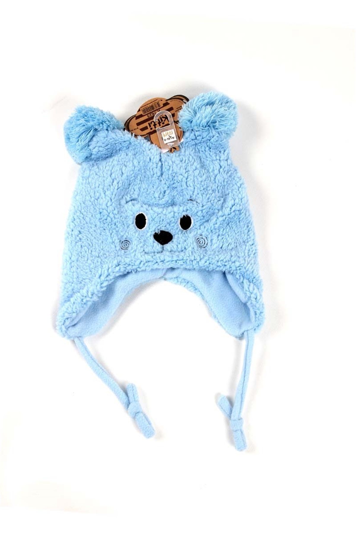 Kitti Unisex Bebek Kulaklı Bere, Mavi