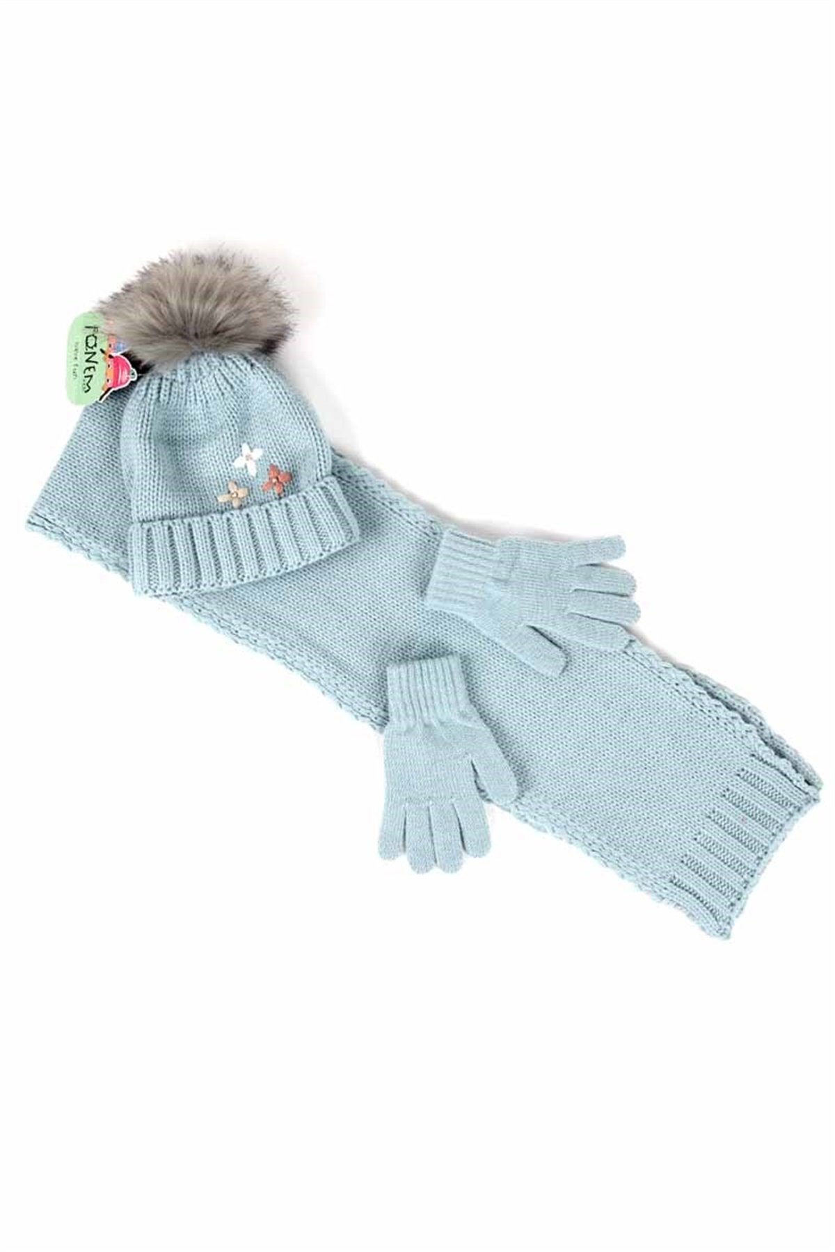 Kız Çocuk Atkı Bere Eldiven Modeli 5109 - 4-7 Yaş Arası