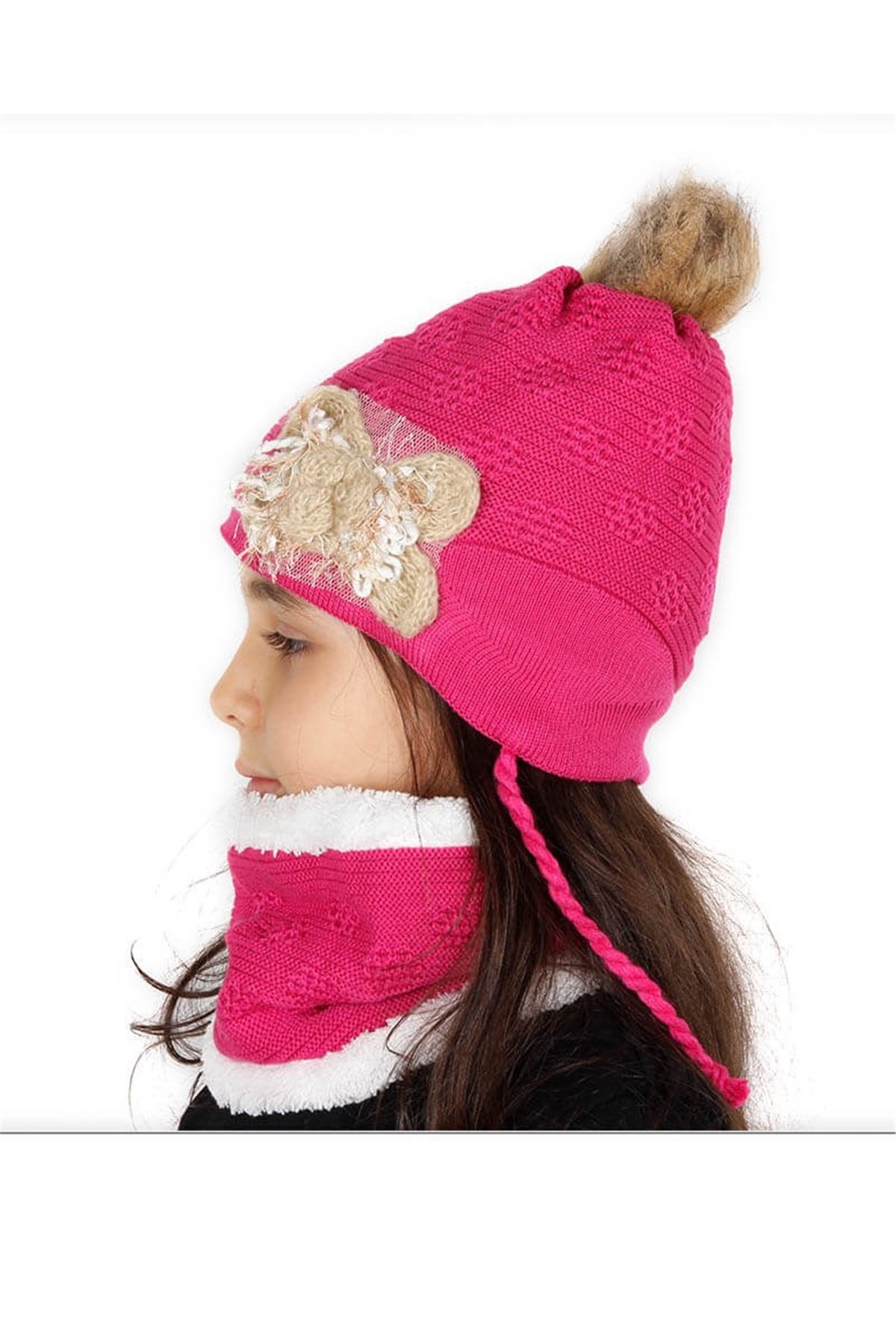 Kız Çocuk Bere Boyunluk Eldiven Takım - SV-51210