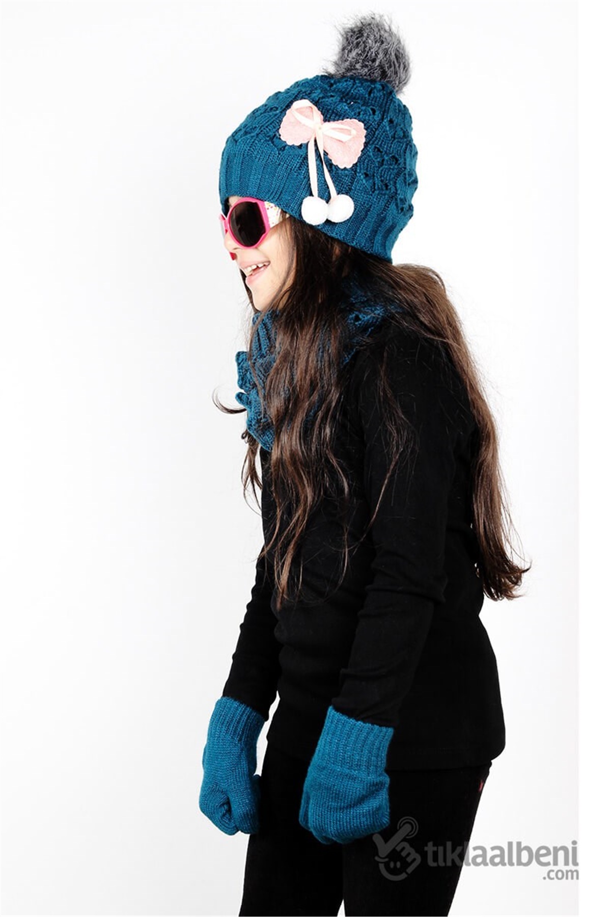 Kız Çocuk Bere Boyunluk Eldiven Takım - SV-51212-1