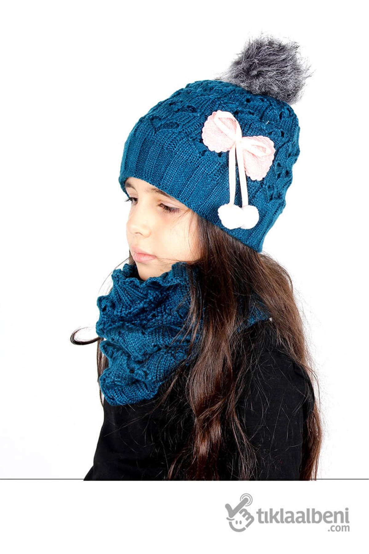 Kız Çocuk Bere Boyunluk Eldiven Takım - SV-51212-1