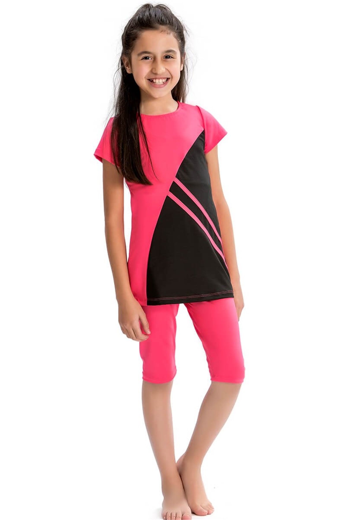 Kız Çocuk Yarım Kapalı Havuz Mayo Armes 3208062 Fuşya