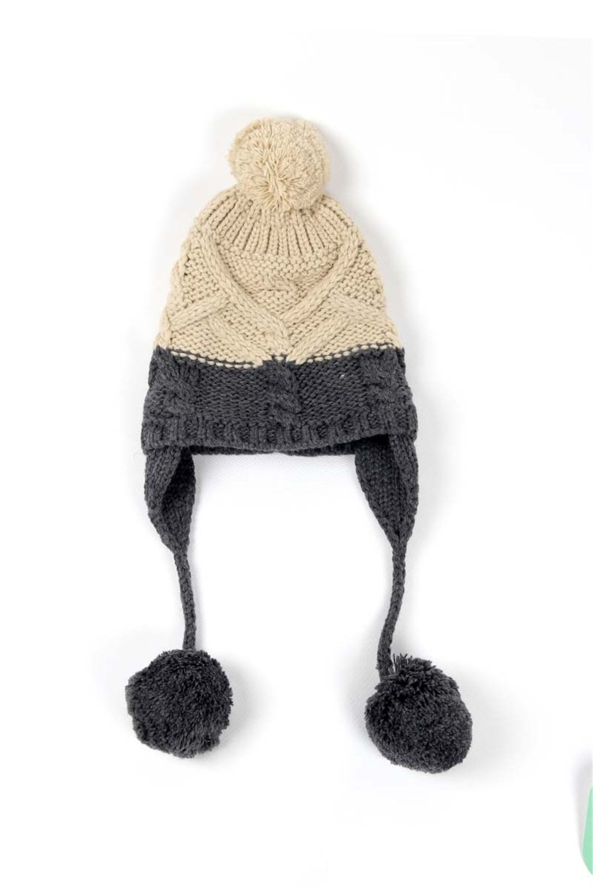 Kulaklı Bereli Erkek Çocuk Atkı Bere Üçlü Takım - 4 / 7 Yaş Siyah, FK15110