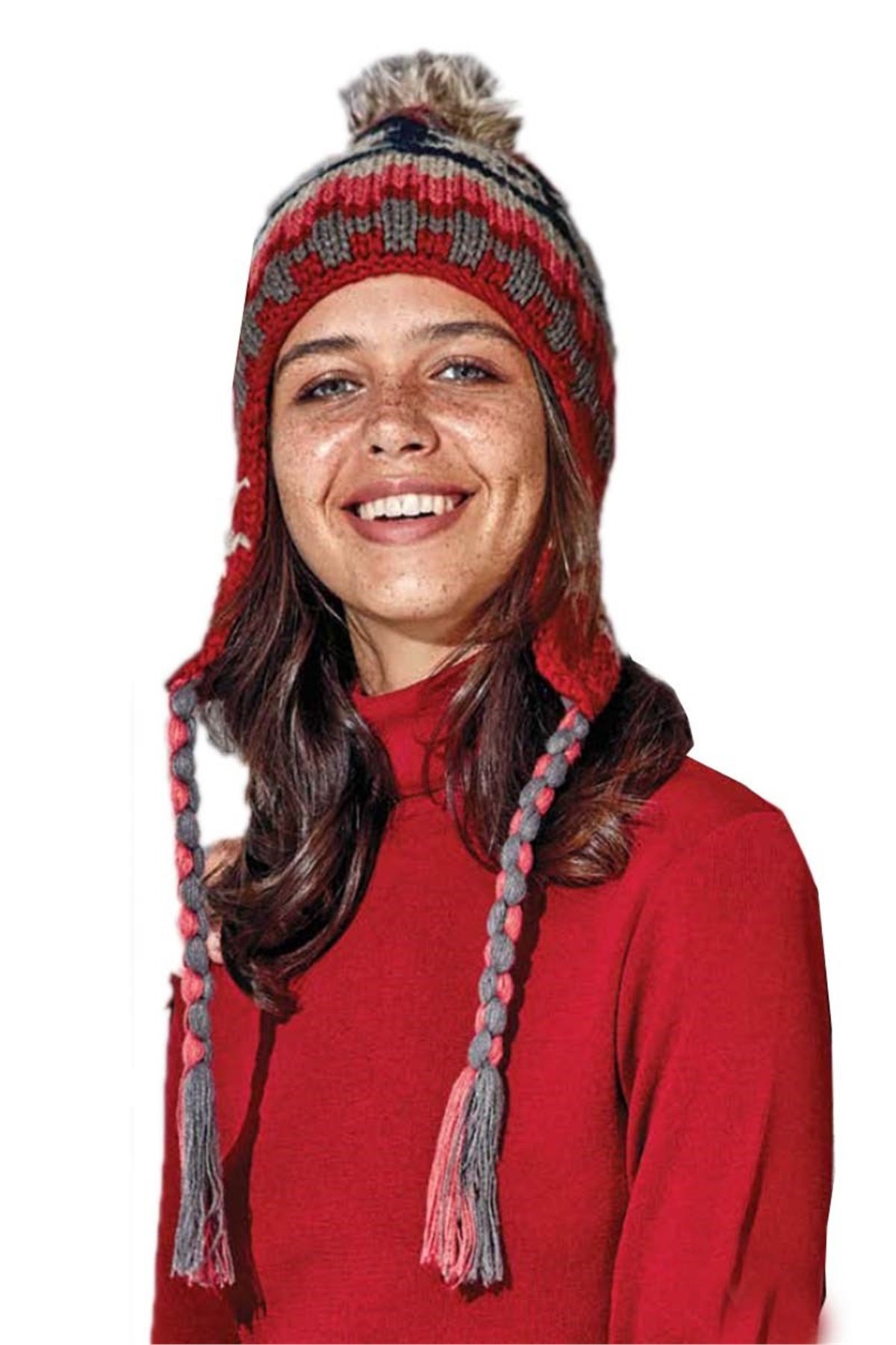 Kulaklı İpli Kadın Bere KFB12166 Kırmızı