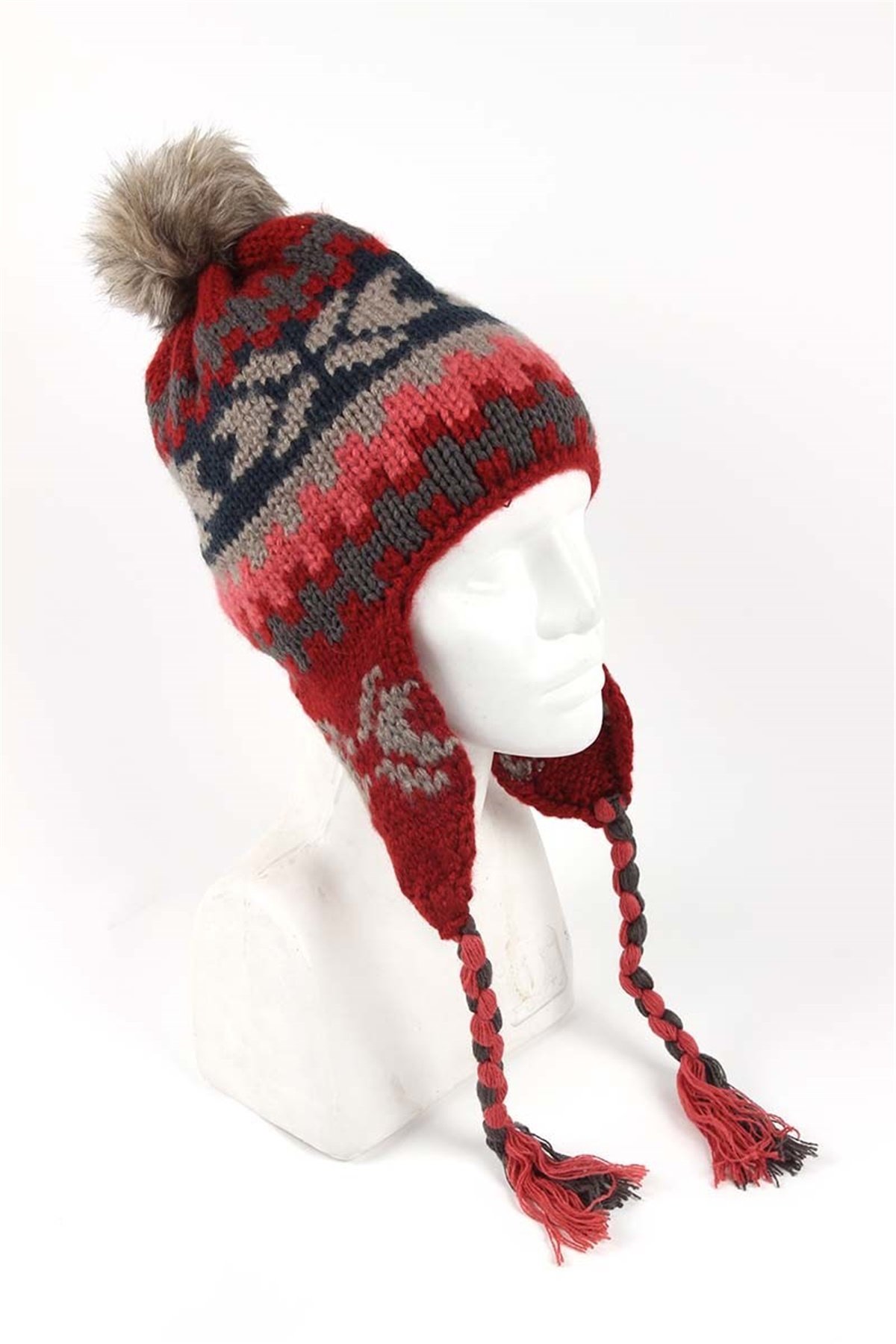 Kulaklı İpli Kadın Bere KFB12166 Kırmızı