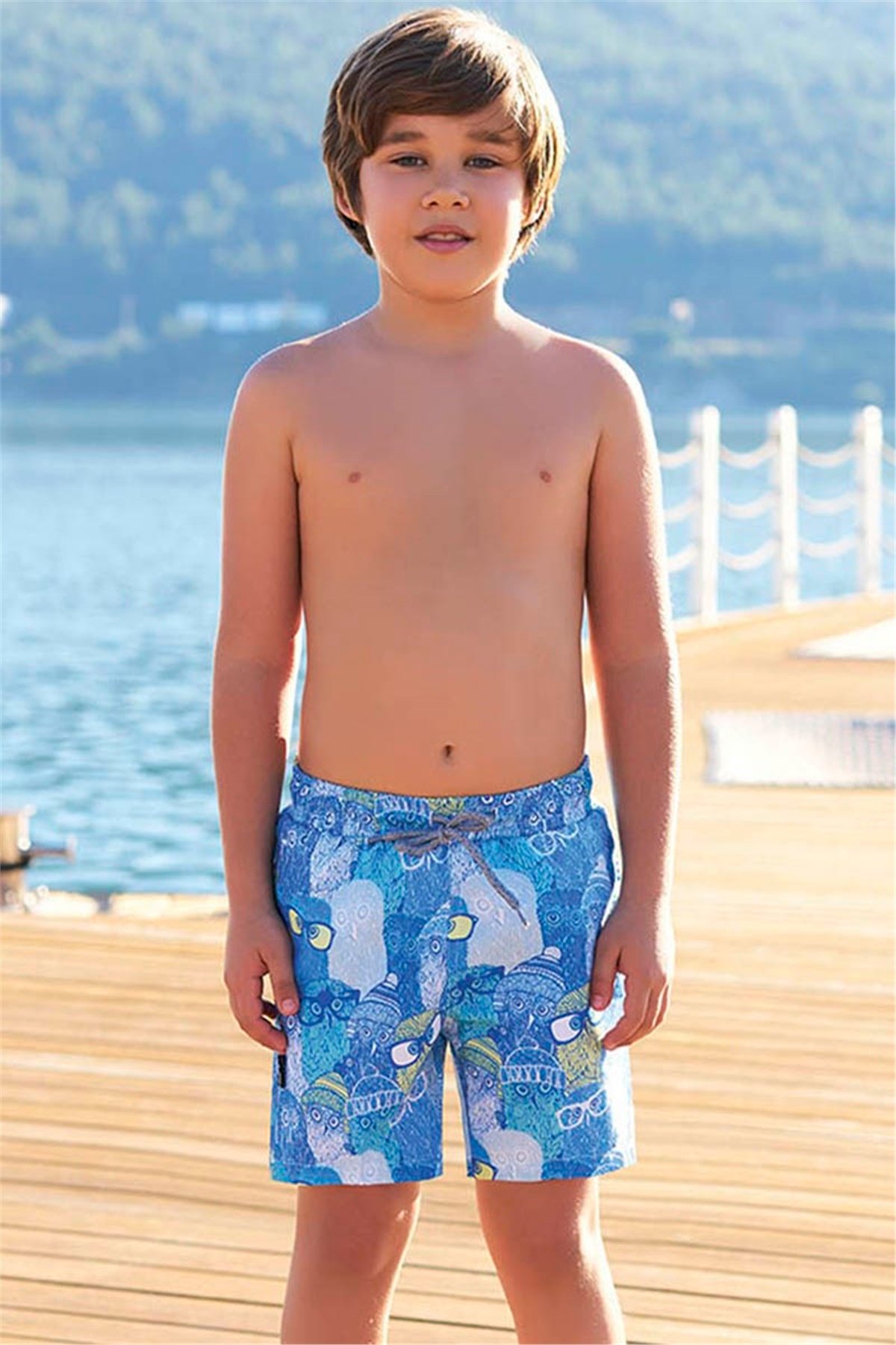 Mavi 3-12 Yaş Çocuk Deniz Şortu G1147