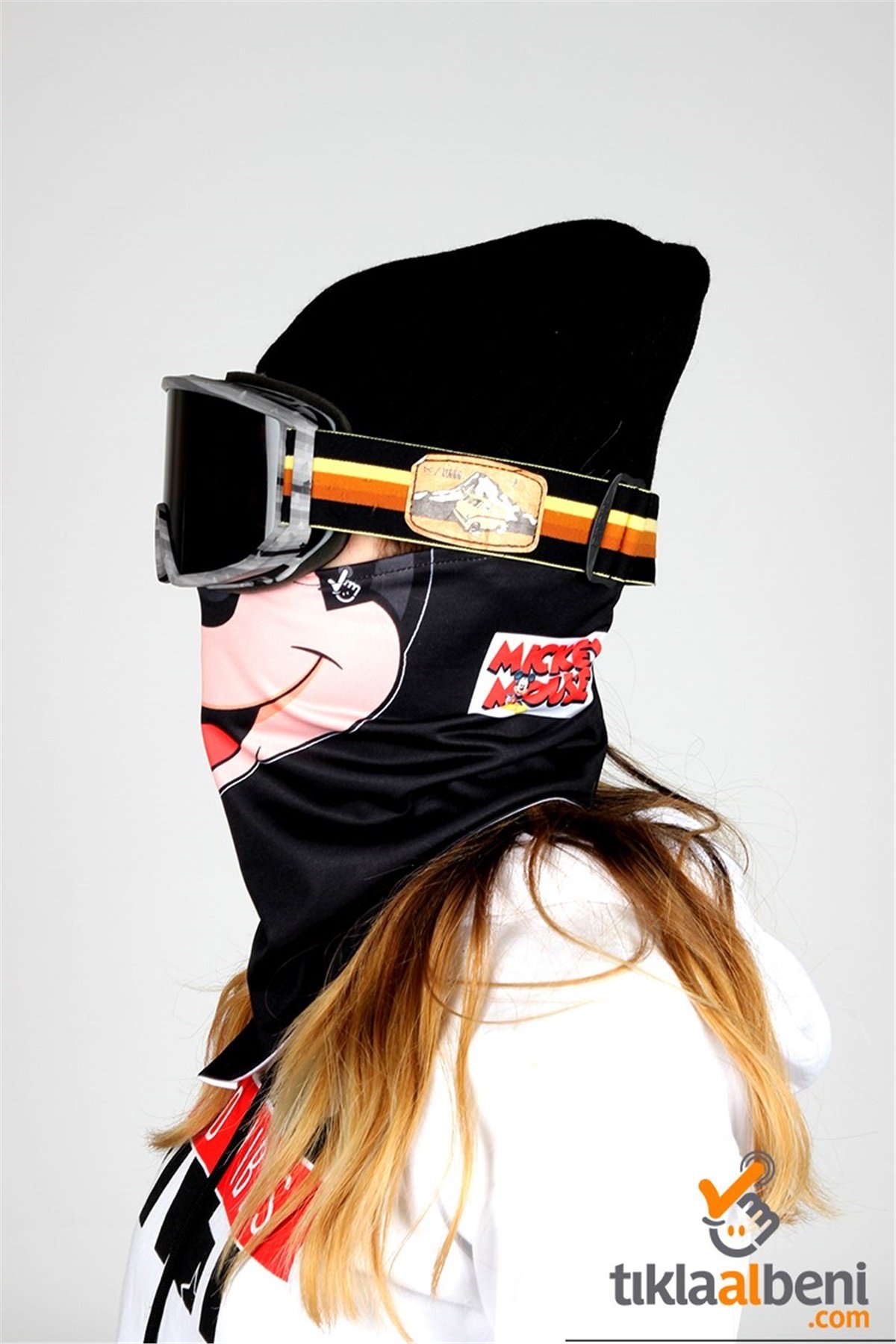 Miki Mouse Kadın Kayak Snowboard Maskesi 
