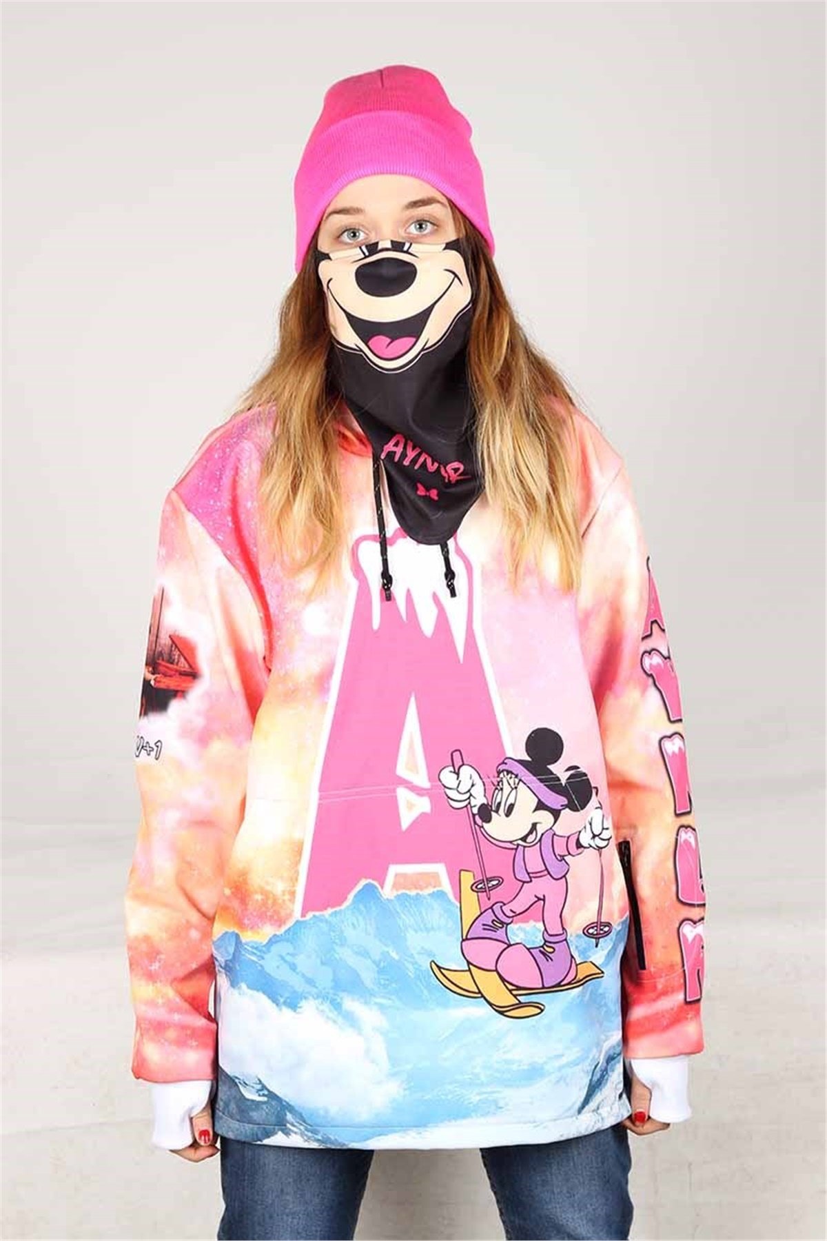 Minnie Mousa Kadın Kayak Montu, Özel Tasarım Snowboard Montu SS10