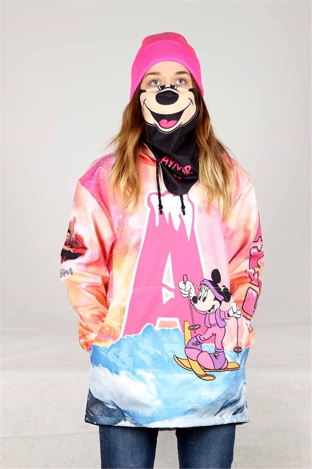 Minnie Mousa Kadın Kayak Montu, Özel Tasarım Snowboard Montu SS10