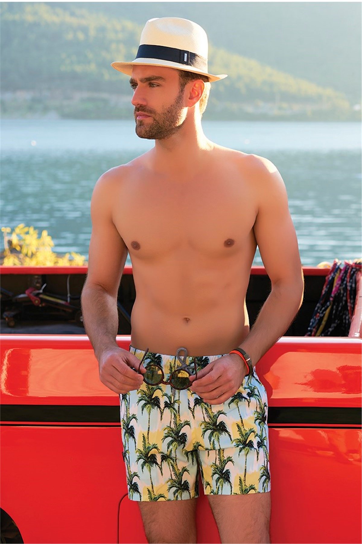 Palmiye Erkek Deniz Şortu G545 - Beyaz