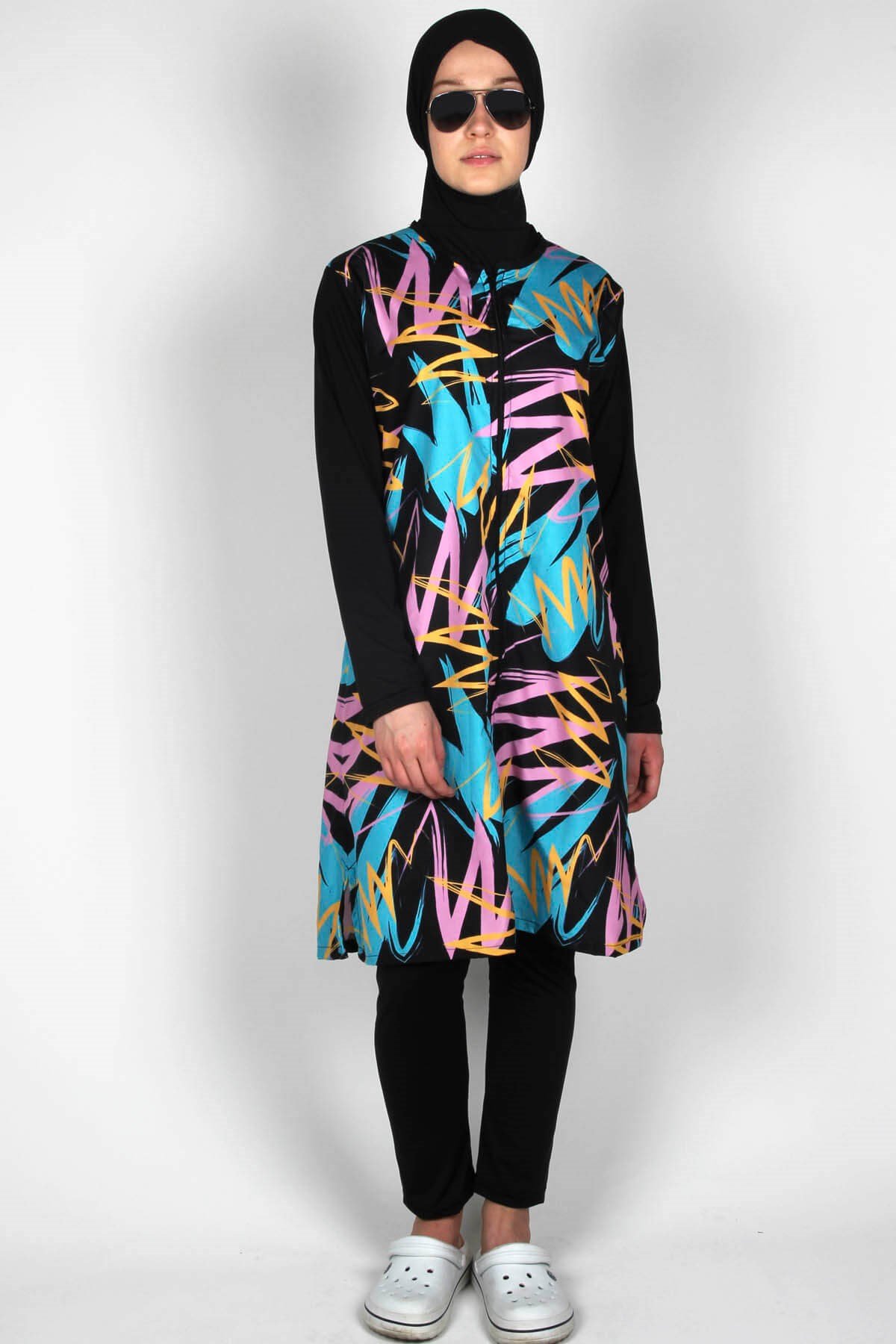 Picasso Serisi Yapışmayan Haşema, Paraşüt Kumaş Tam Kapalı Mayo / Sealife SL1006