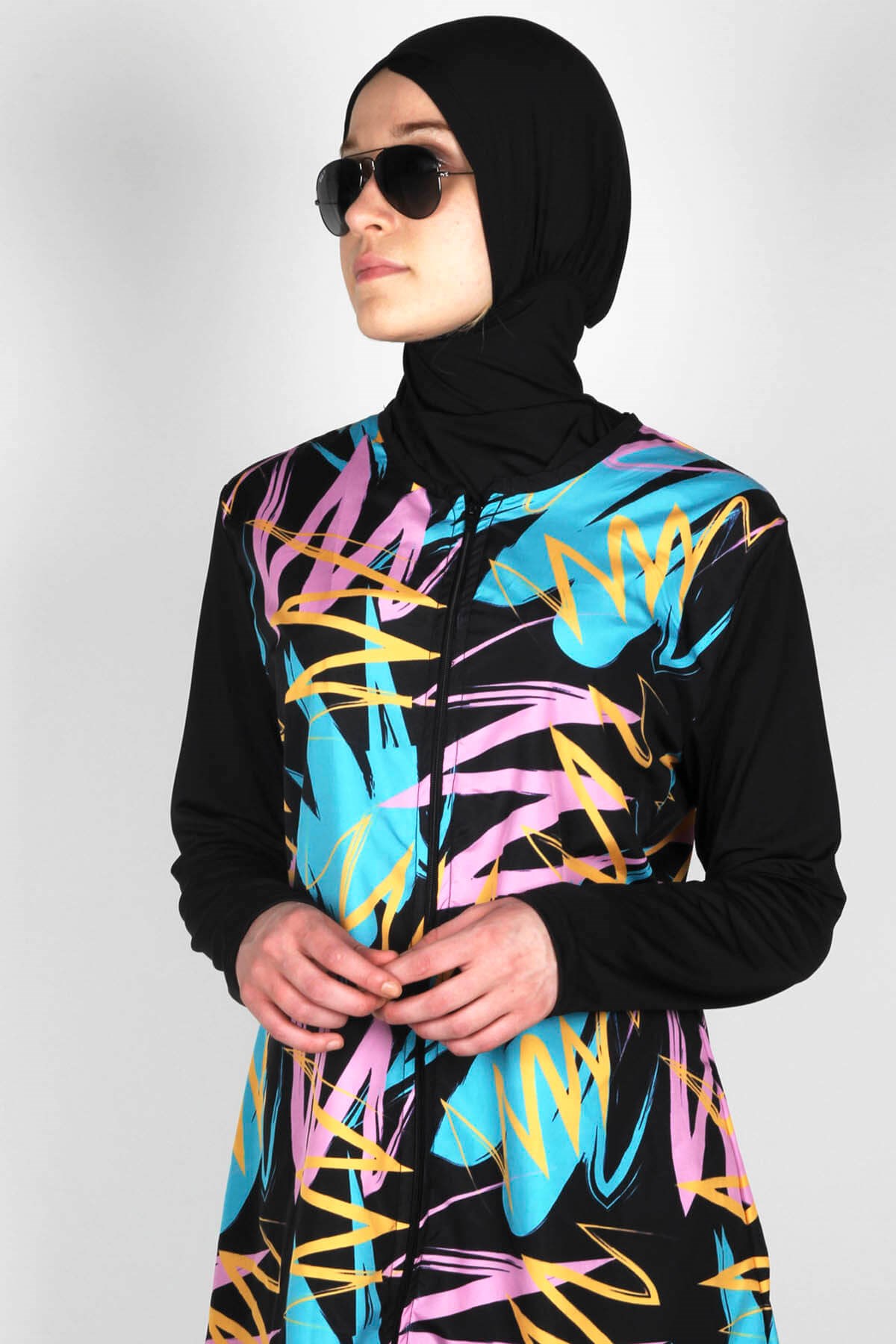 Picasso Serisi Yapışmayan Haşema, Paraşüt Kumaş Tam Kapalı Mayo / Sealife SL1006