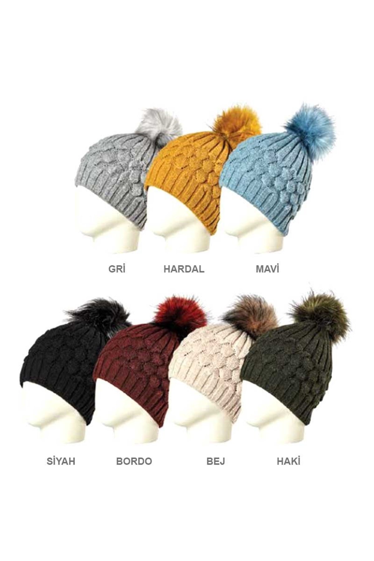 Ponponlu Kısa ve Kalın Kadın Yün Bere FKB12349