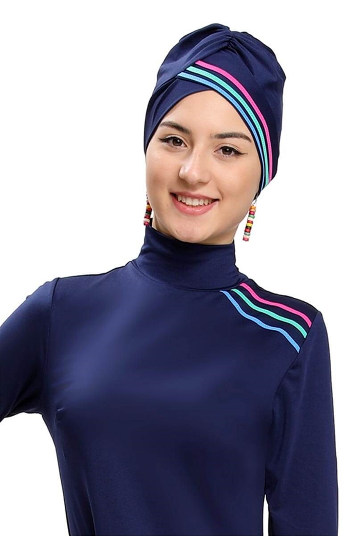 Sade ve Spor Genç Kız Tam Kapalı Mayo 190651 lacivert