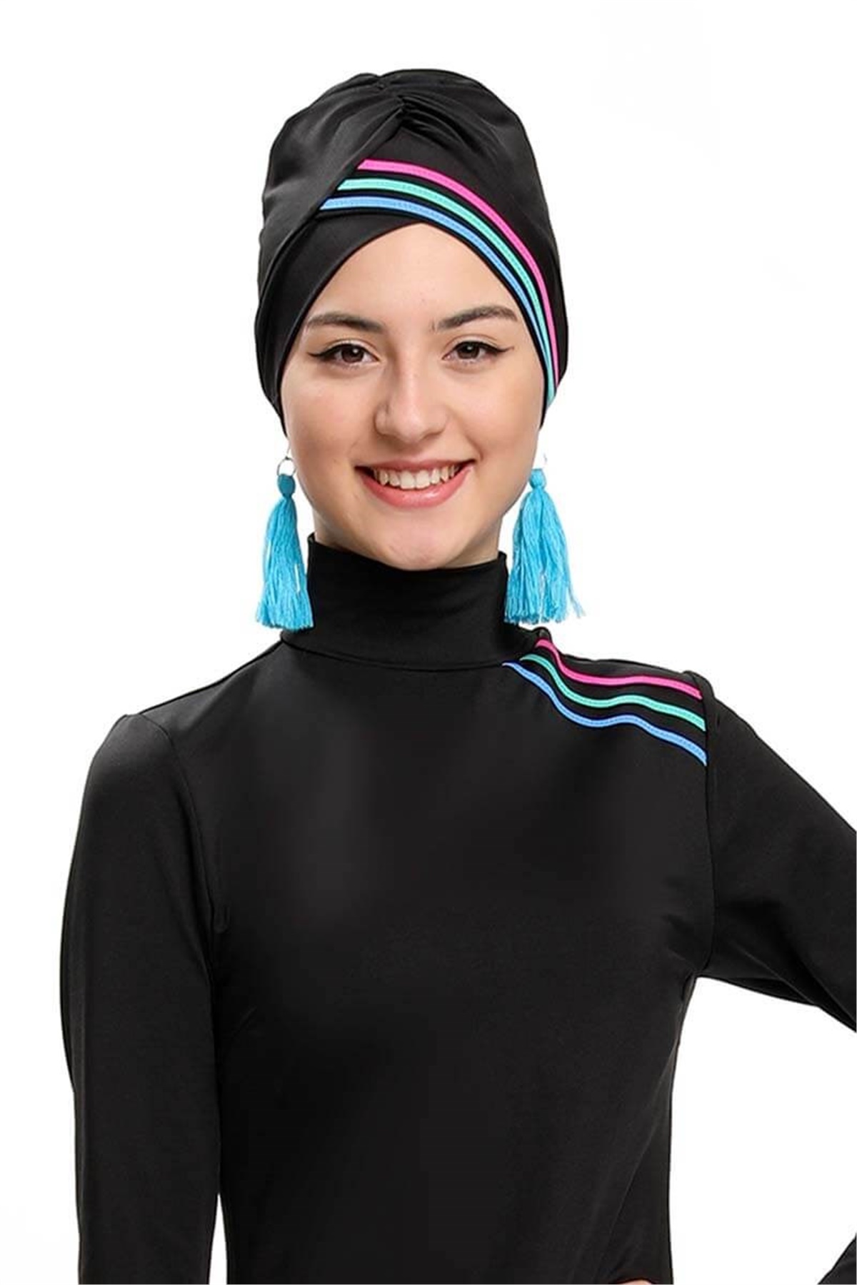 Sade ve Spor Genç Kız Tam Kapalı Mayo 190651 Siyah