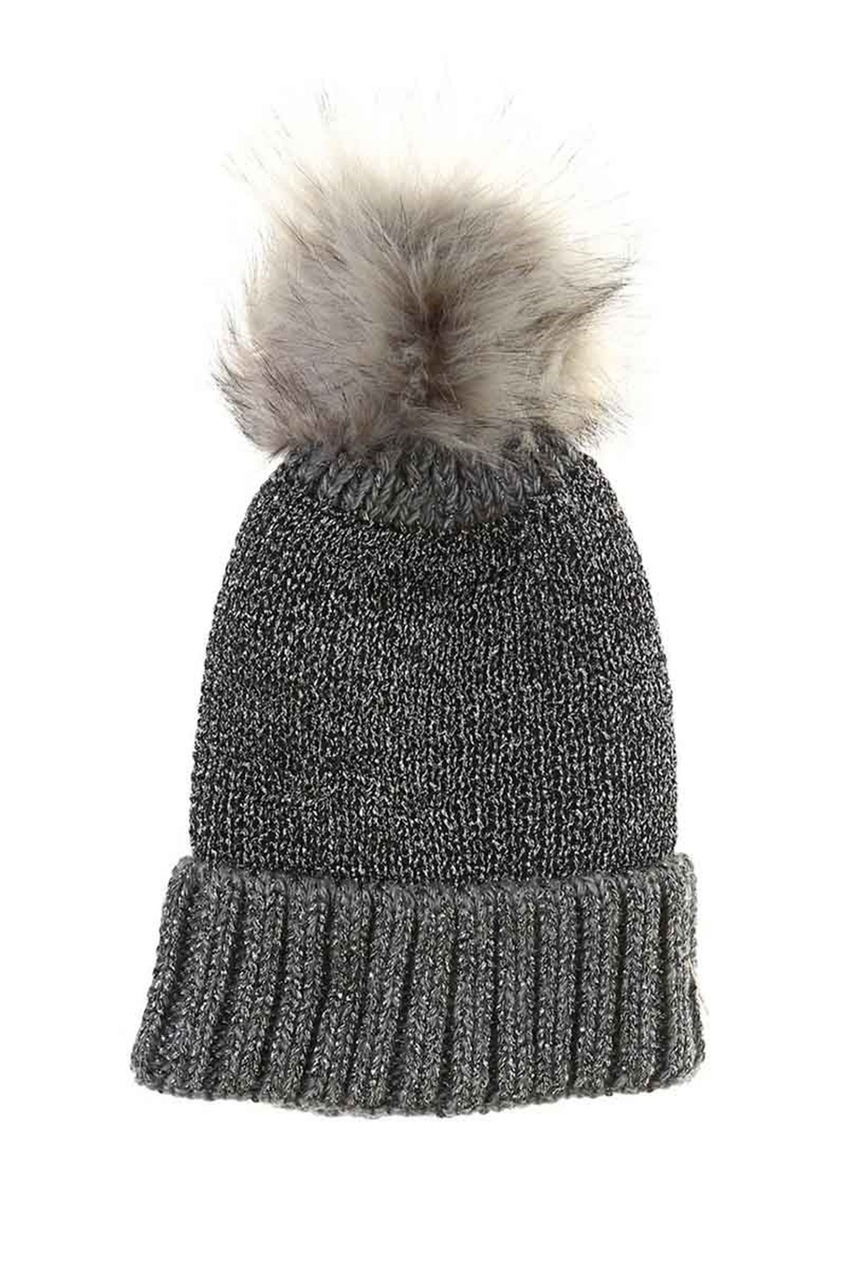 Simli, İp File Örgü Kadın Bere KFB12505 Gümüş