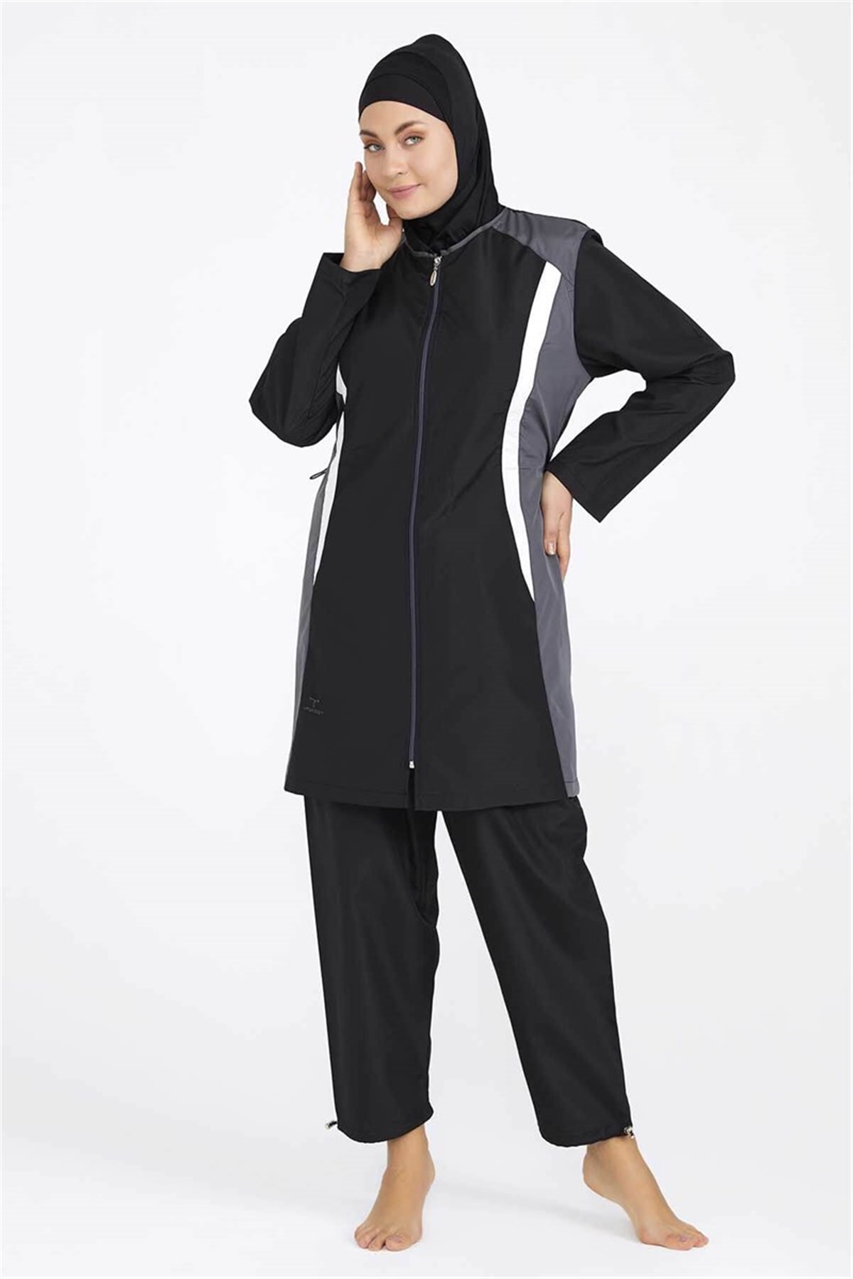 Siyah Büyük Beden Tesettür Mayo T0435