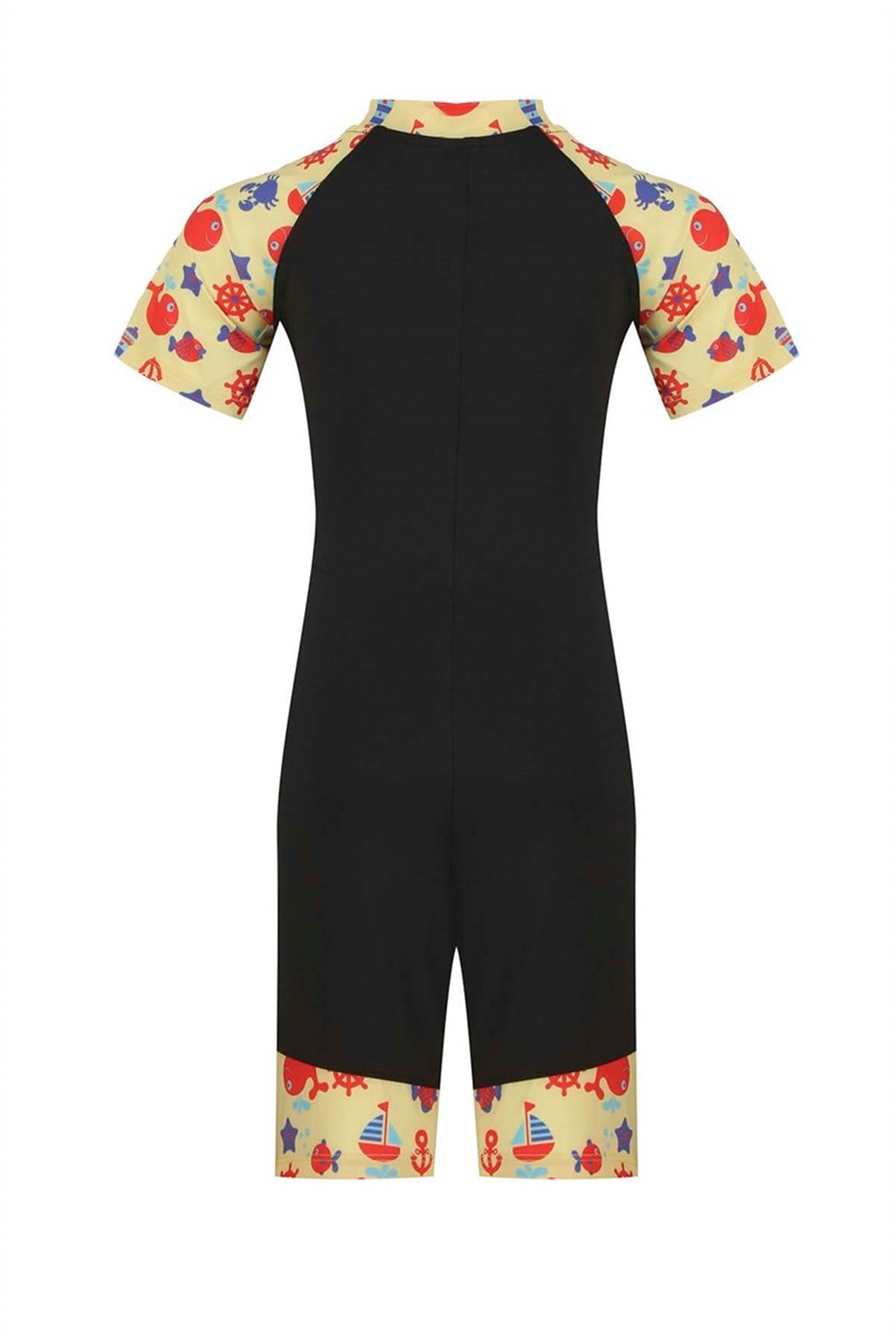 Siyah Renkli Desenli Kız Çocuk Tulum Mayo T0266