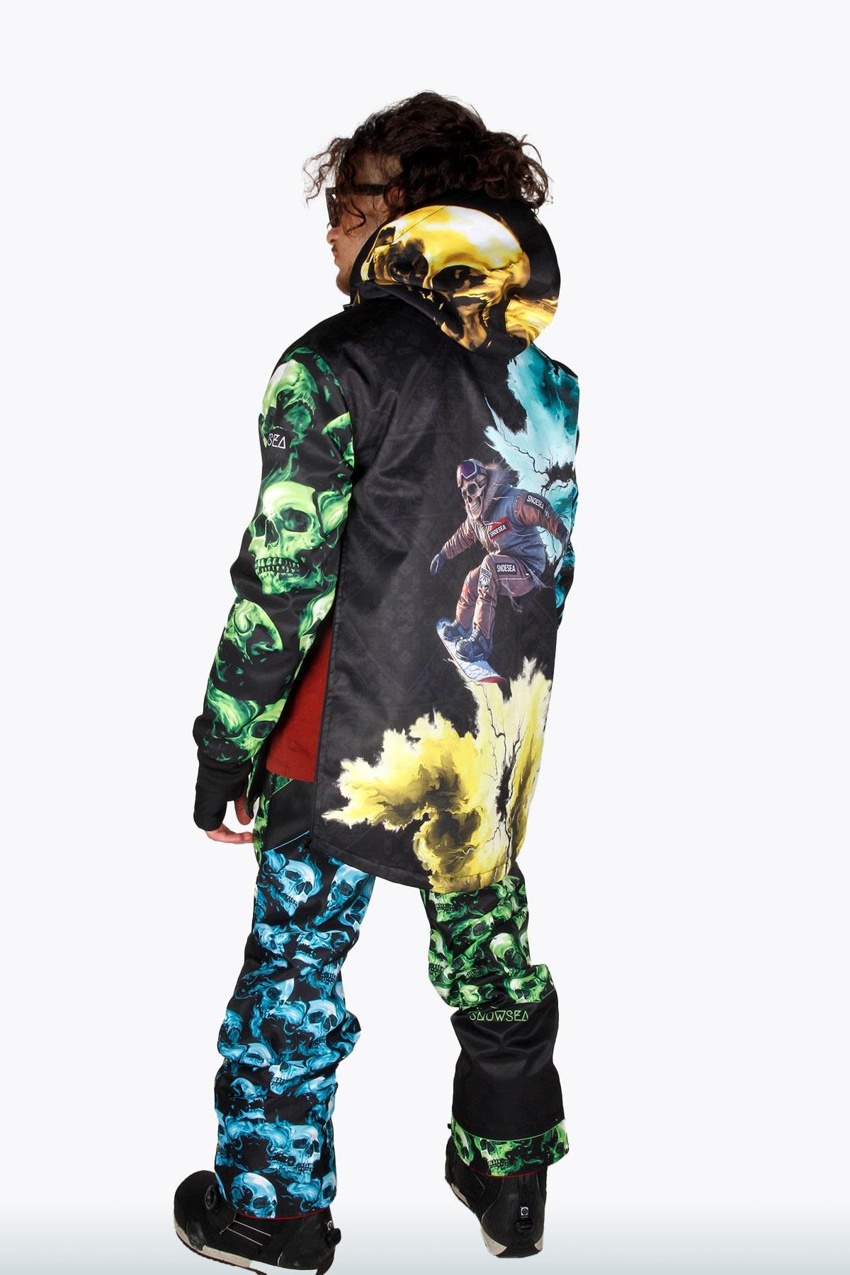 Skull X Snowboard Takımı, Renkli Kayak ve Kar Mont ve Pantolon Takımı