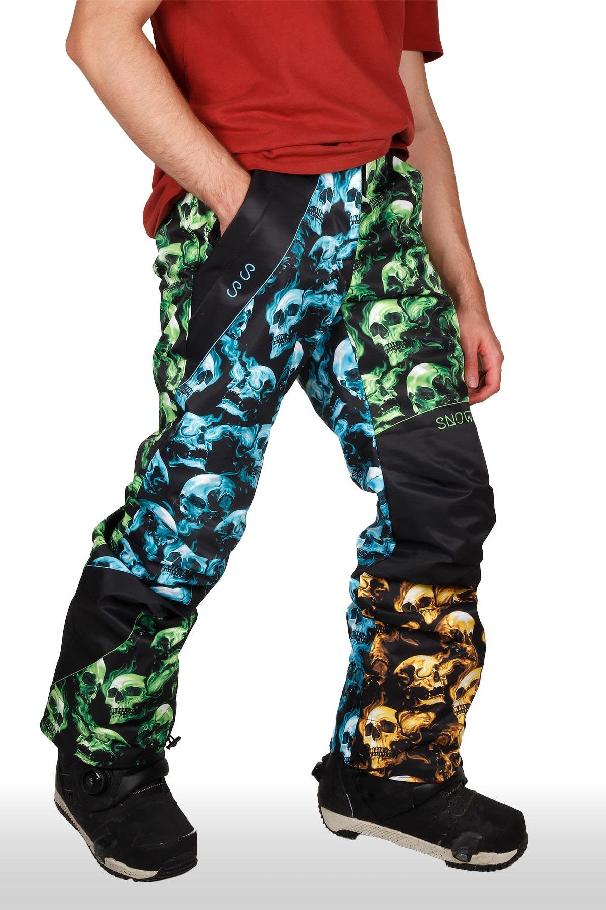 Skull X Snowboard Takımı, Renkli Kayak ve Kar Mont ve Pantolon Takımı