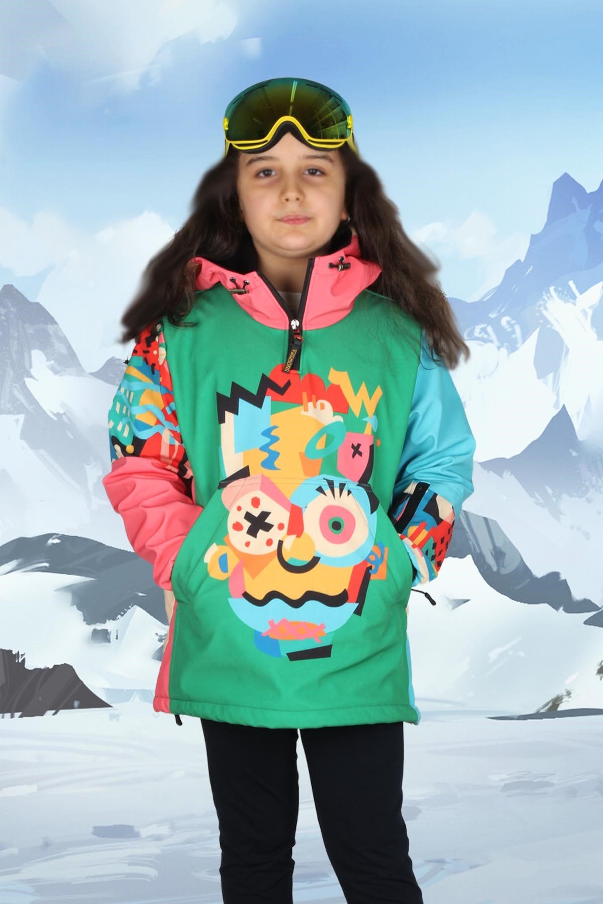 Snowsea Crazy Bart Unisex Çocuk Kayak ve Snowboard, Kar Montu