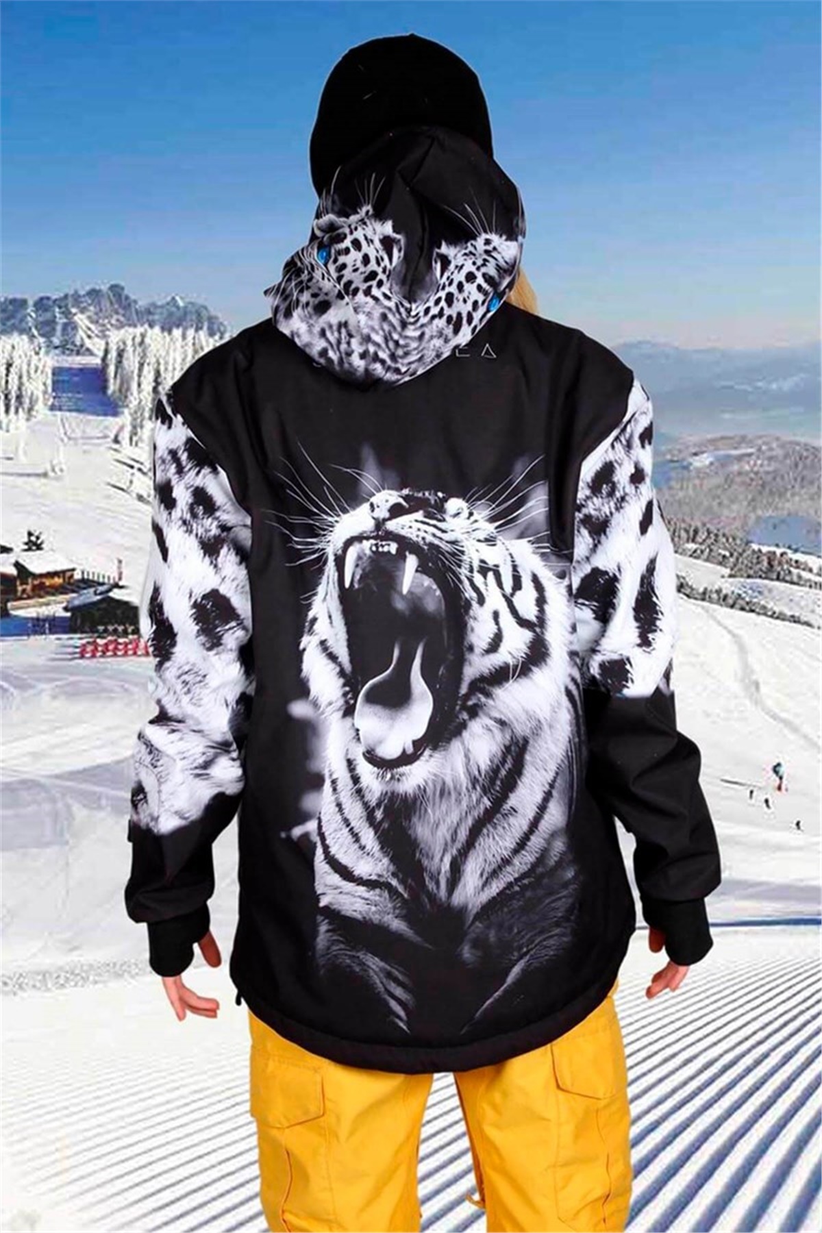 Snowsea Marka White Tiger Özel Tasarım Kadın Snowboard & Kayak Montu