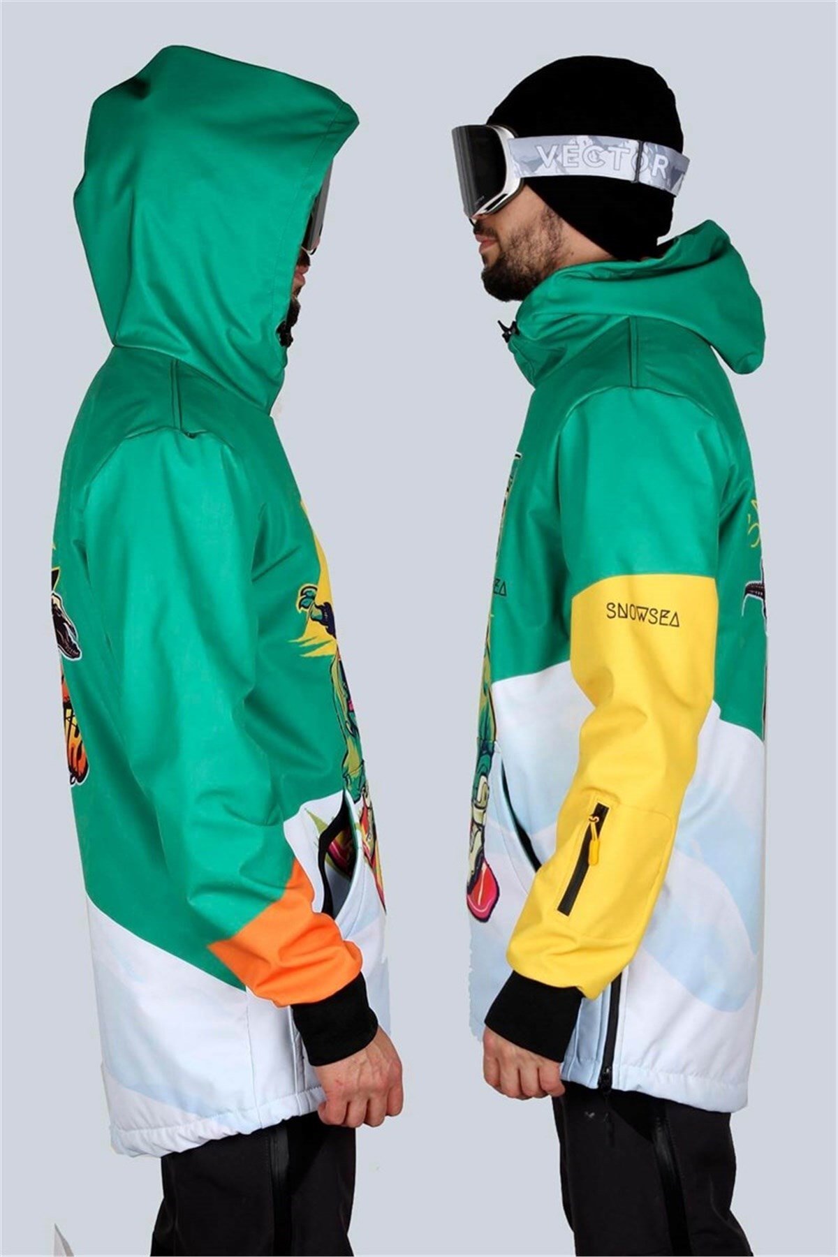 Snowsea SS5606 Çılgın Dinozor Unisex Snowboard ve Kayak Montu