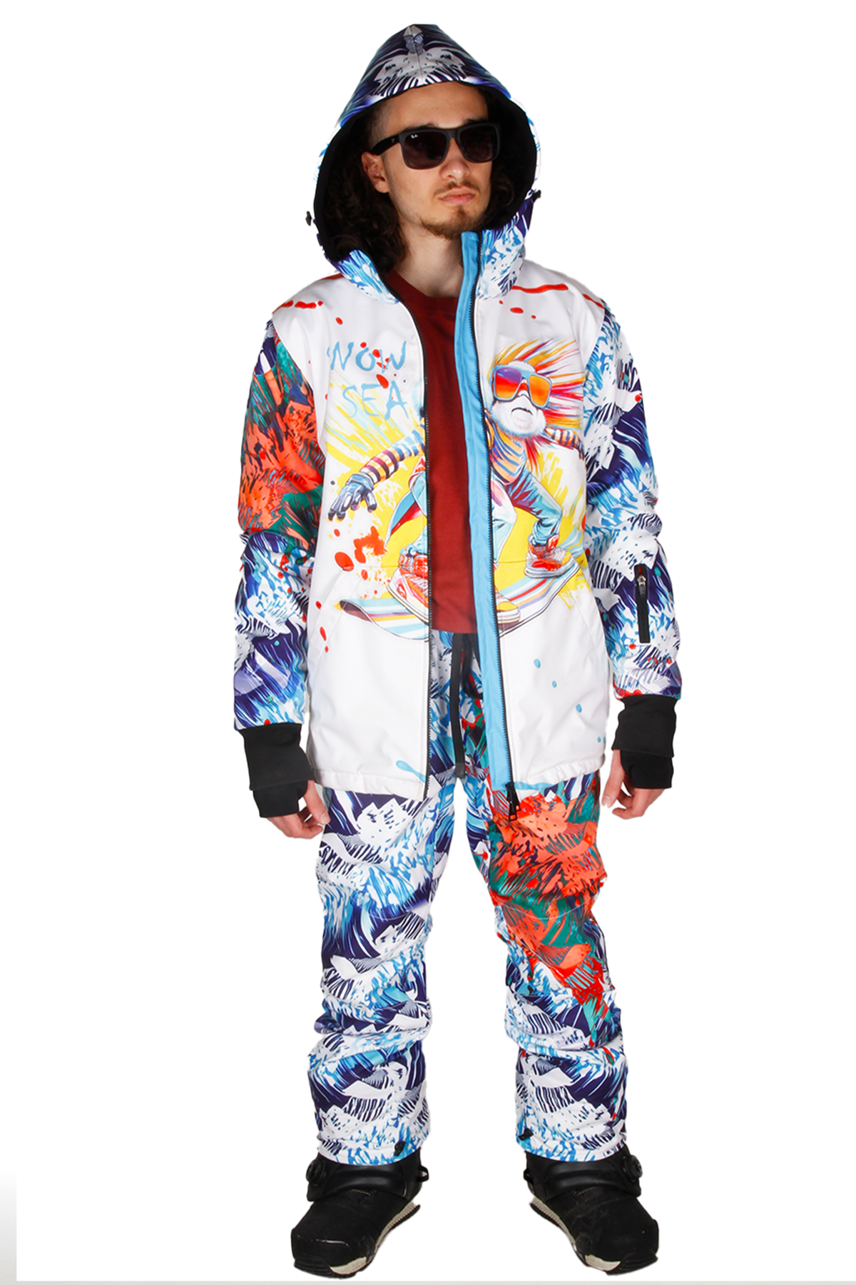 Snowsea SS8100 Street Art Kayak & Snowboard Mont Pantolon Takım, Erkek Kar Montu