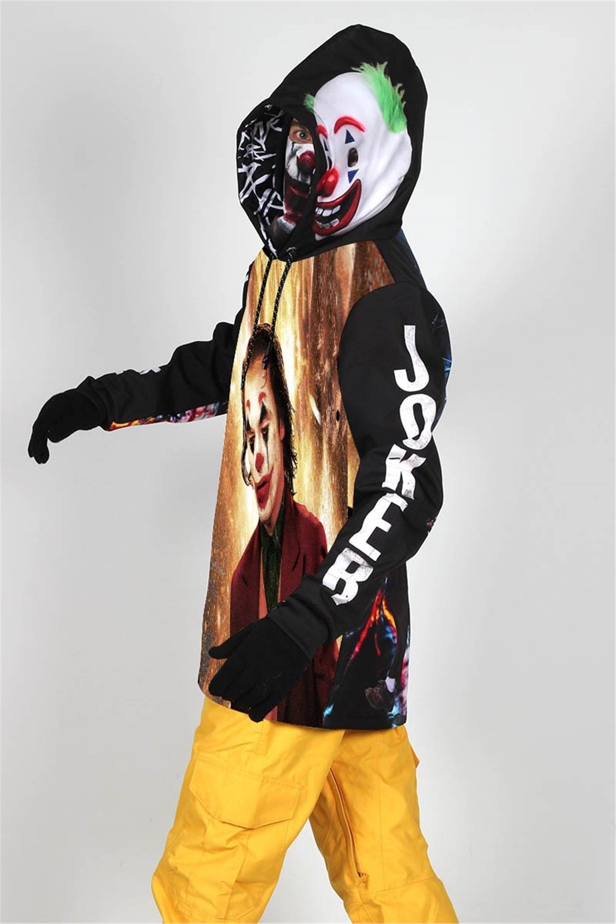 Su Geçirmez Joker Ateş Snowboard Hoodie Mont, Özel Tasarım Kayak Mont Hoodie