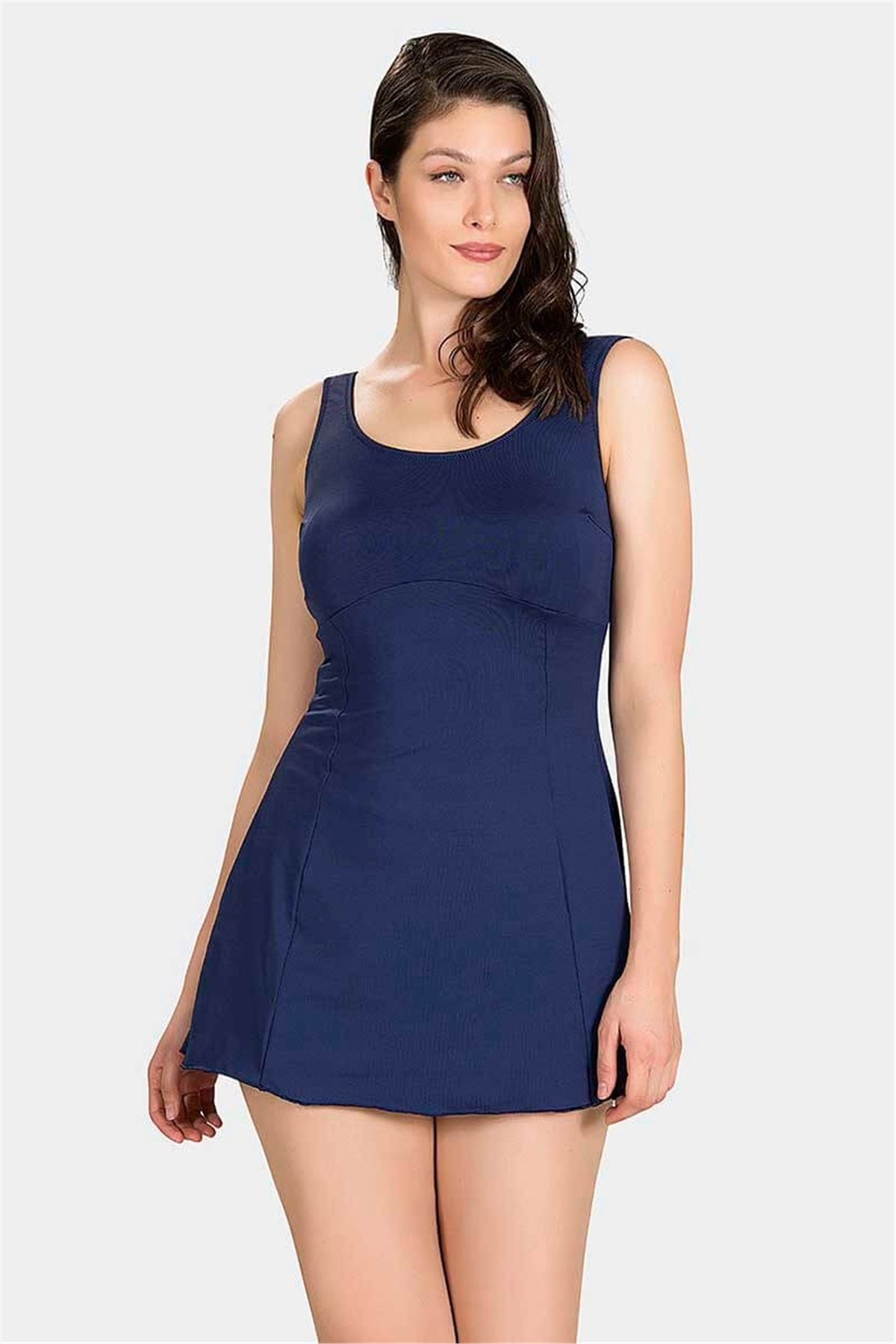 Sushen Tıklaalbeni İçi Şortlu Lacivert Etekli Mayo T2660