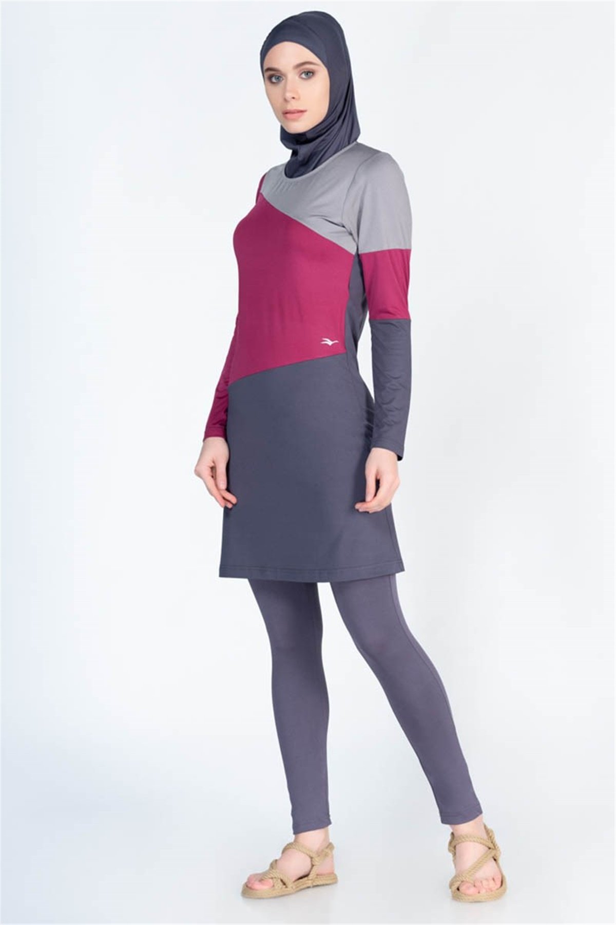 Tam Tesettür Kapalı Mayo ALS2621 Antrasit