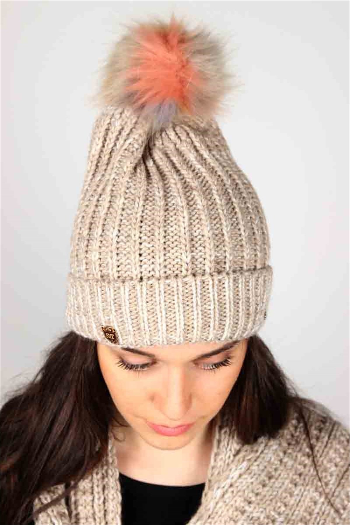 Tarz Kadın Atkı Bere Eldiven Üçlü Takım - Bej