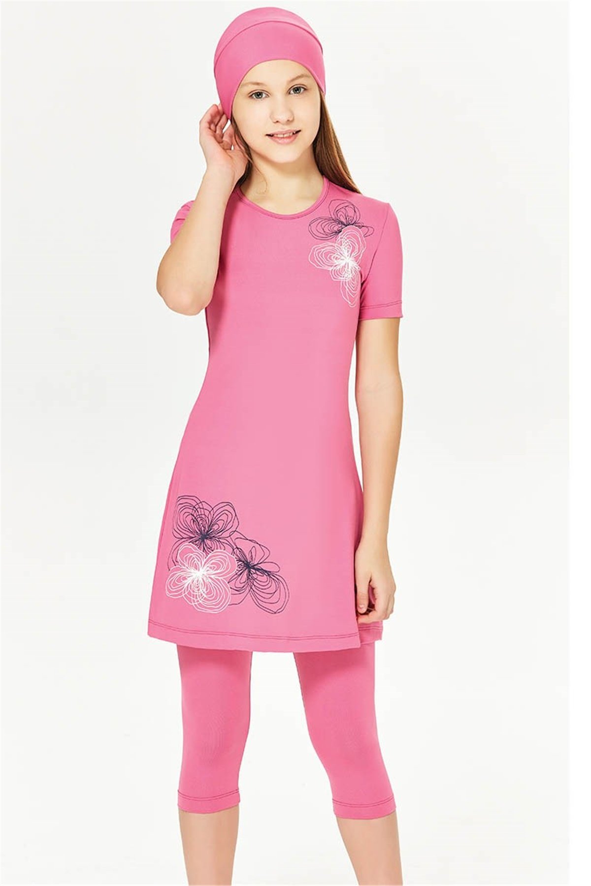 Tesmay 1500165 Kız Çocuk Yarım Kapalı Mayo Fuşya