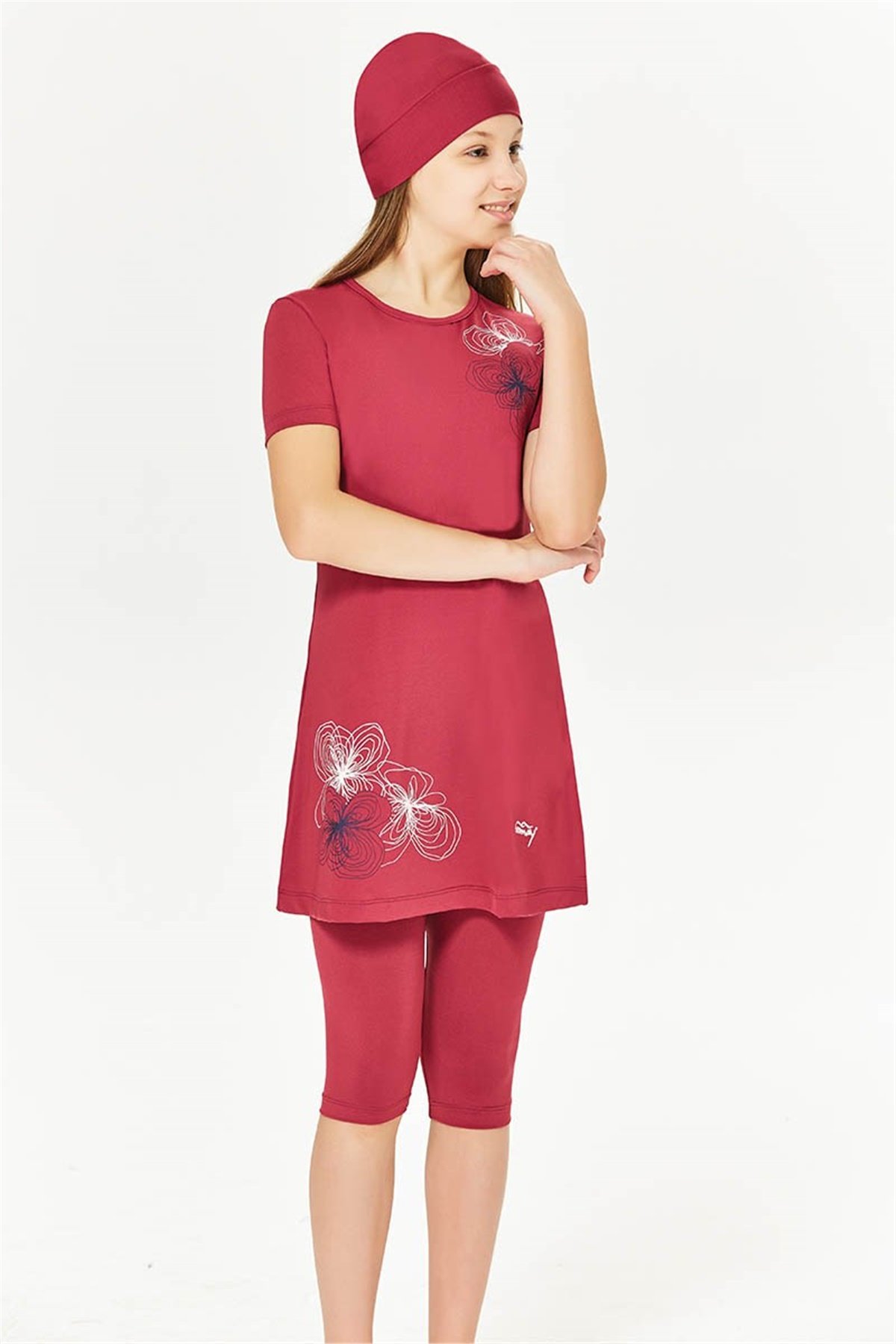 Tesmay 1500165 Kız Çocuk Yarım Kapalı Mayo Mürdüm