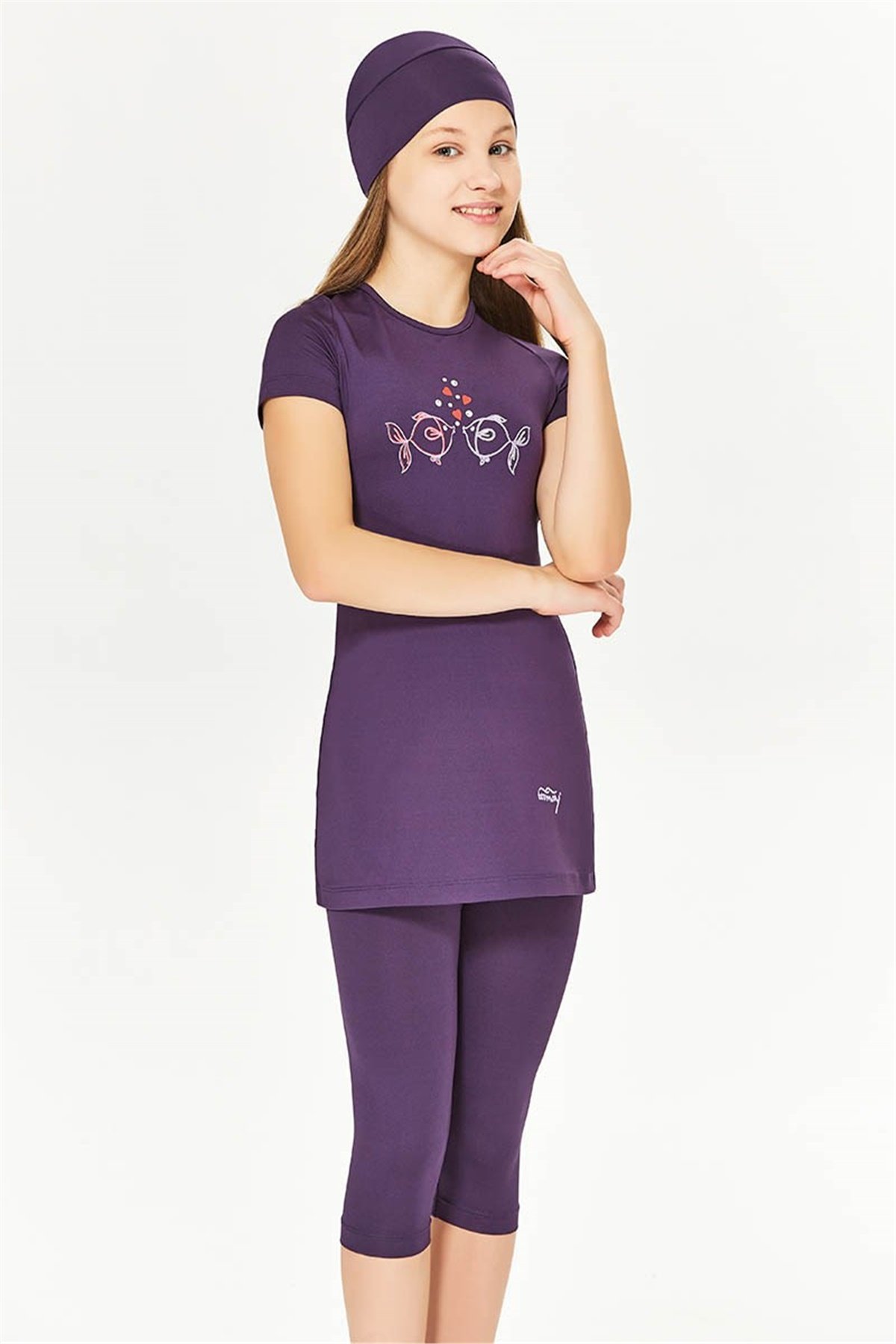 Tesmay 1500166 Kız Çocuk Yarım Kapalı Mayo Mor