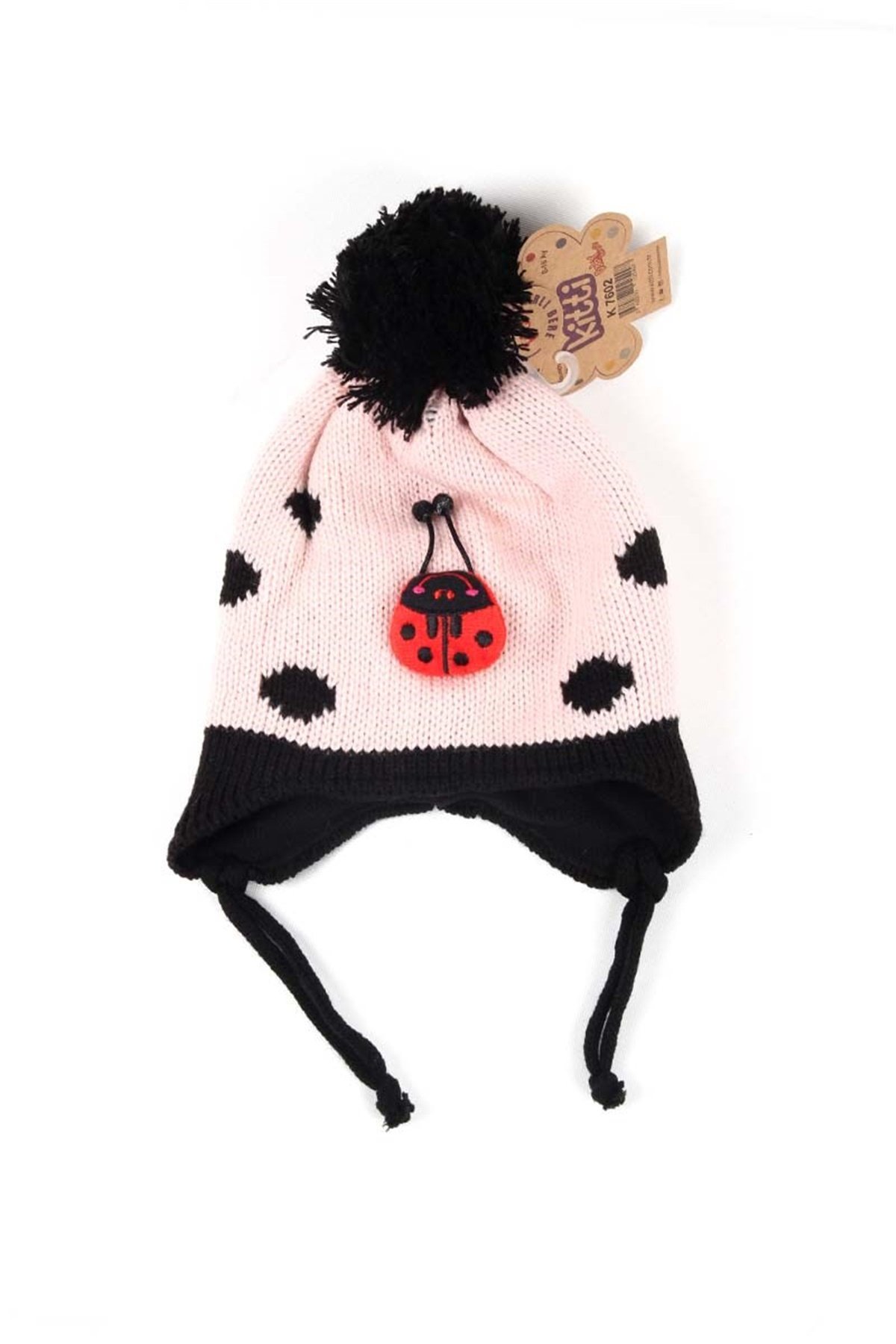 Uğur Böceği Kız Bebek Kulaklı Bere 0 / 18 Ay, Açık Pembe