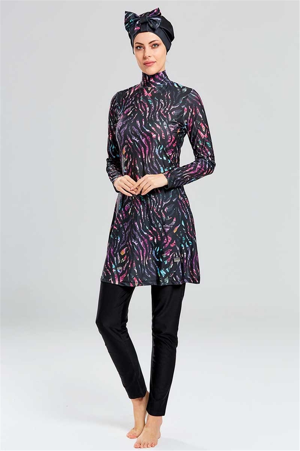 Vahşi Tasarım Şık Desenli Tesettür Mayo