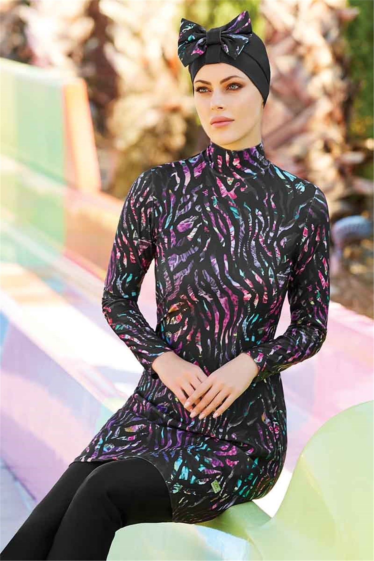 Vahşi Tasarım Şık Desenli Tesettür Mayo