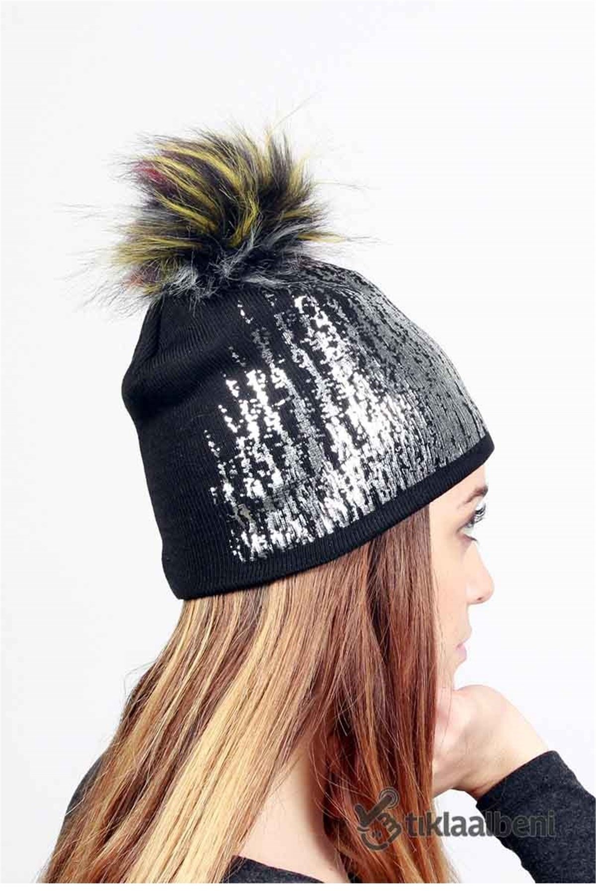 Venüs İnce Tarz Baskılı Bere 10220 - Siyah