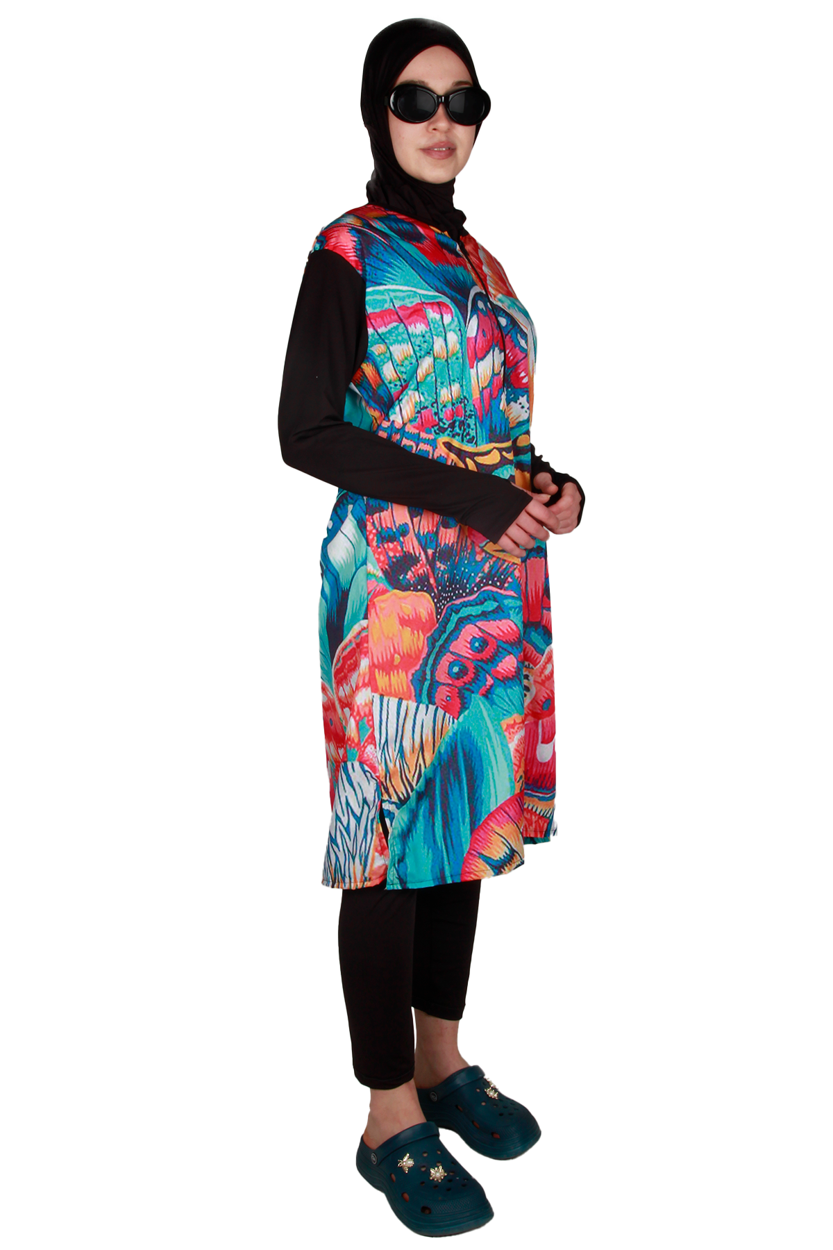 Veros Kapalı Mayo VRS1089, Desenli Tesettür Mayo