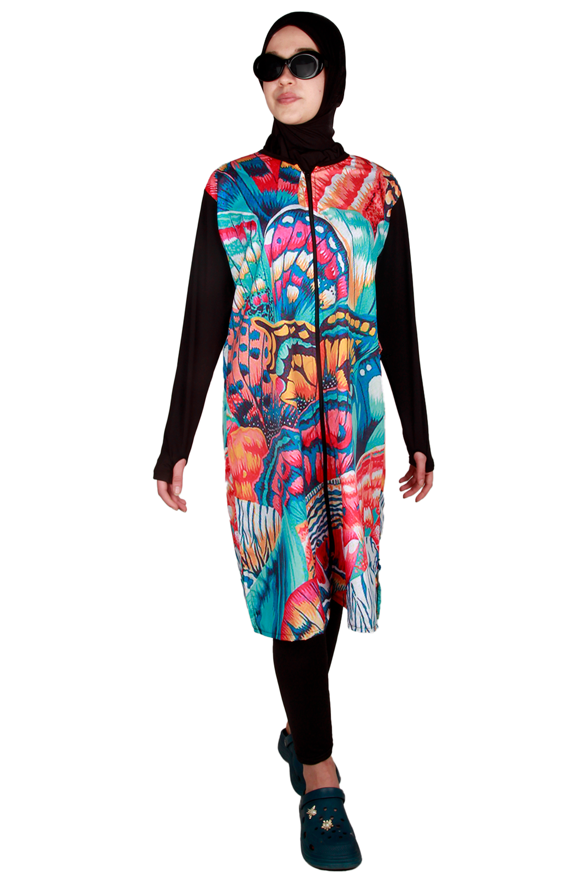 Veros Kapalı Mayo VRS1089, Desenli Tesettür Mayo