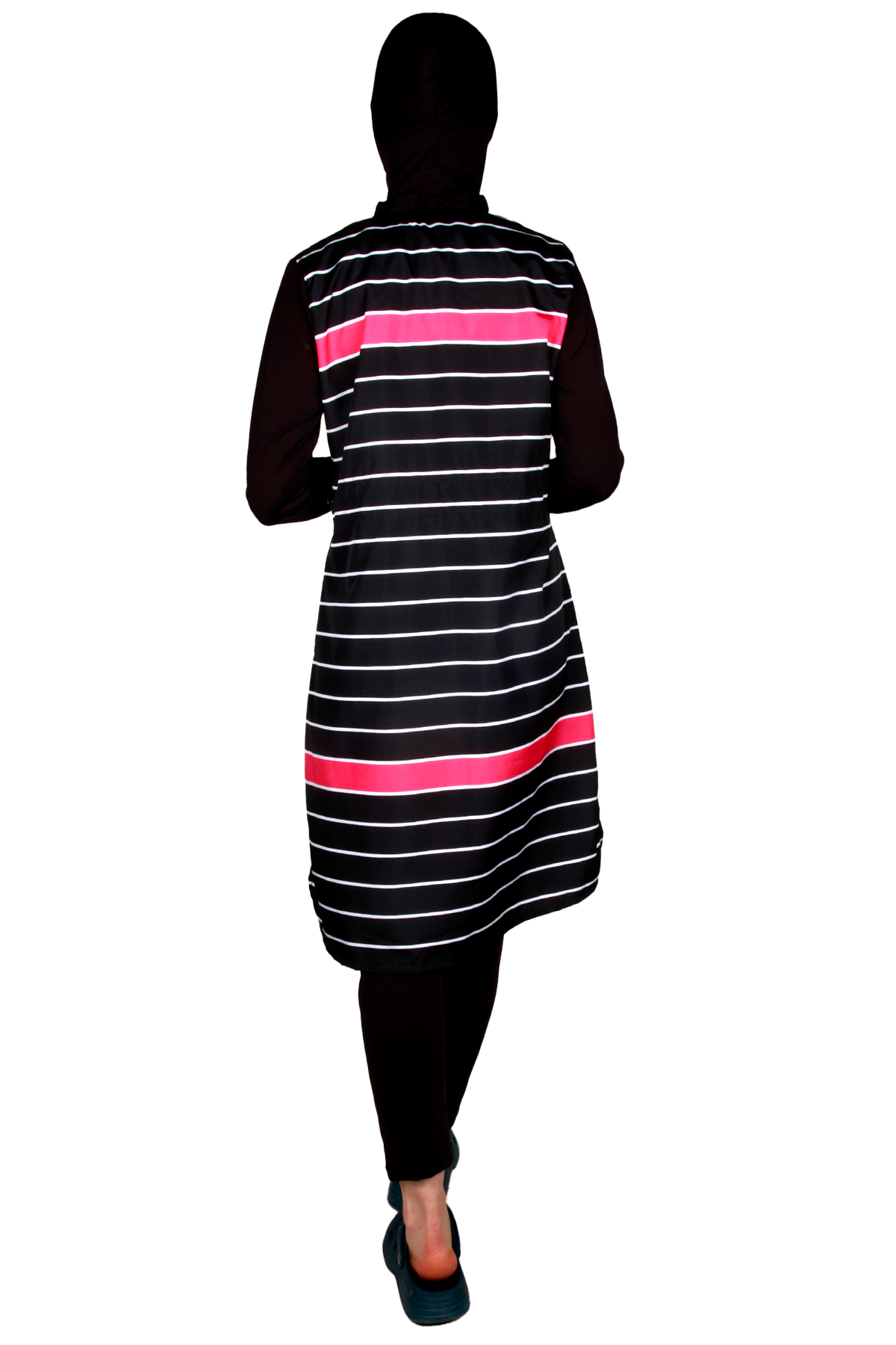 Veros Mayo VRS1085 Tam Kapalı Çizgili Tesettür Mayo