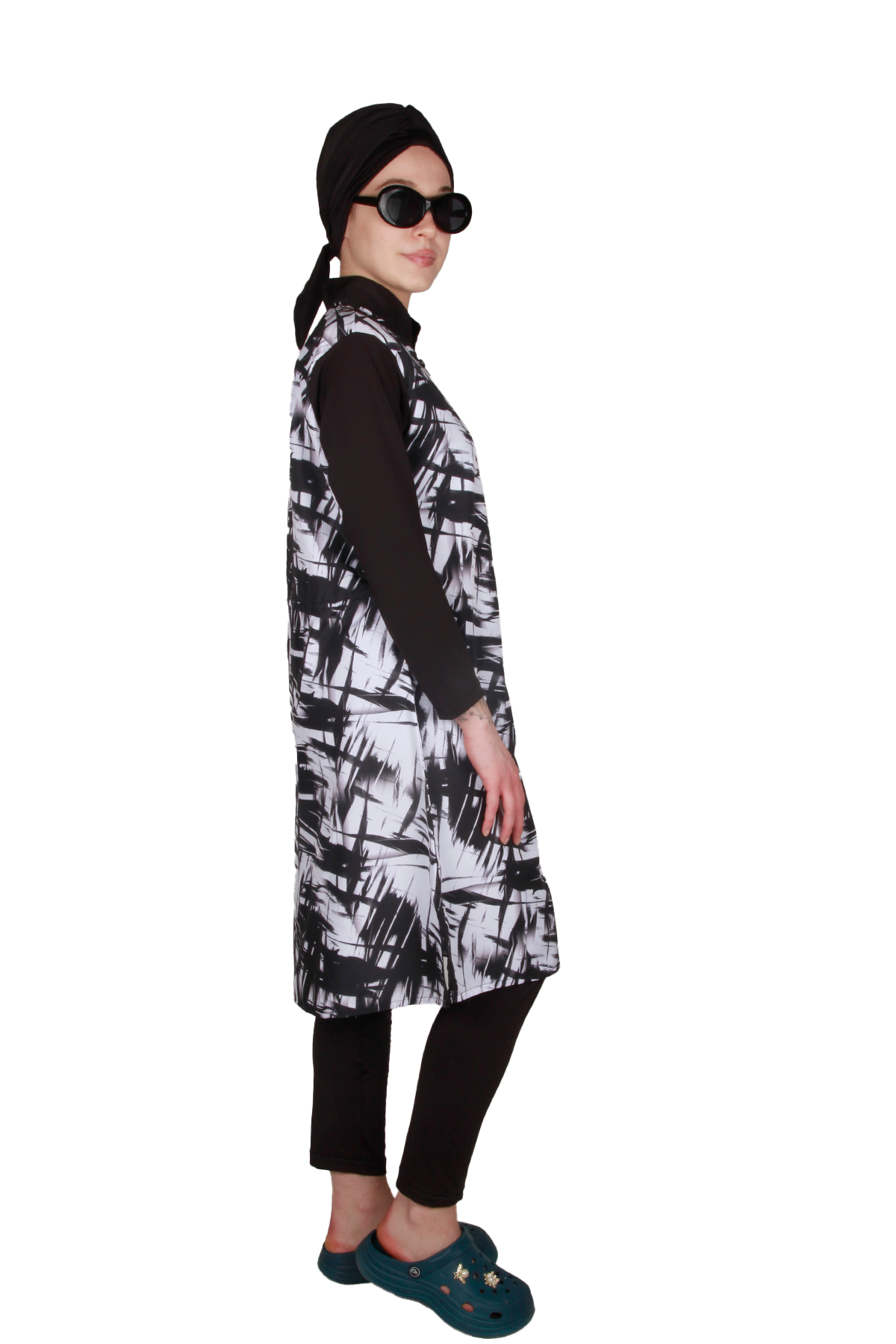 Veros Mayo VRS1095, Siyah Beyaz Tesettür Mayo