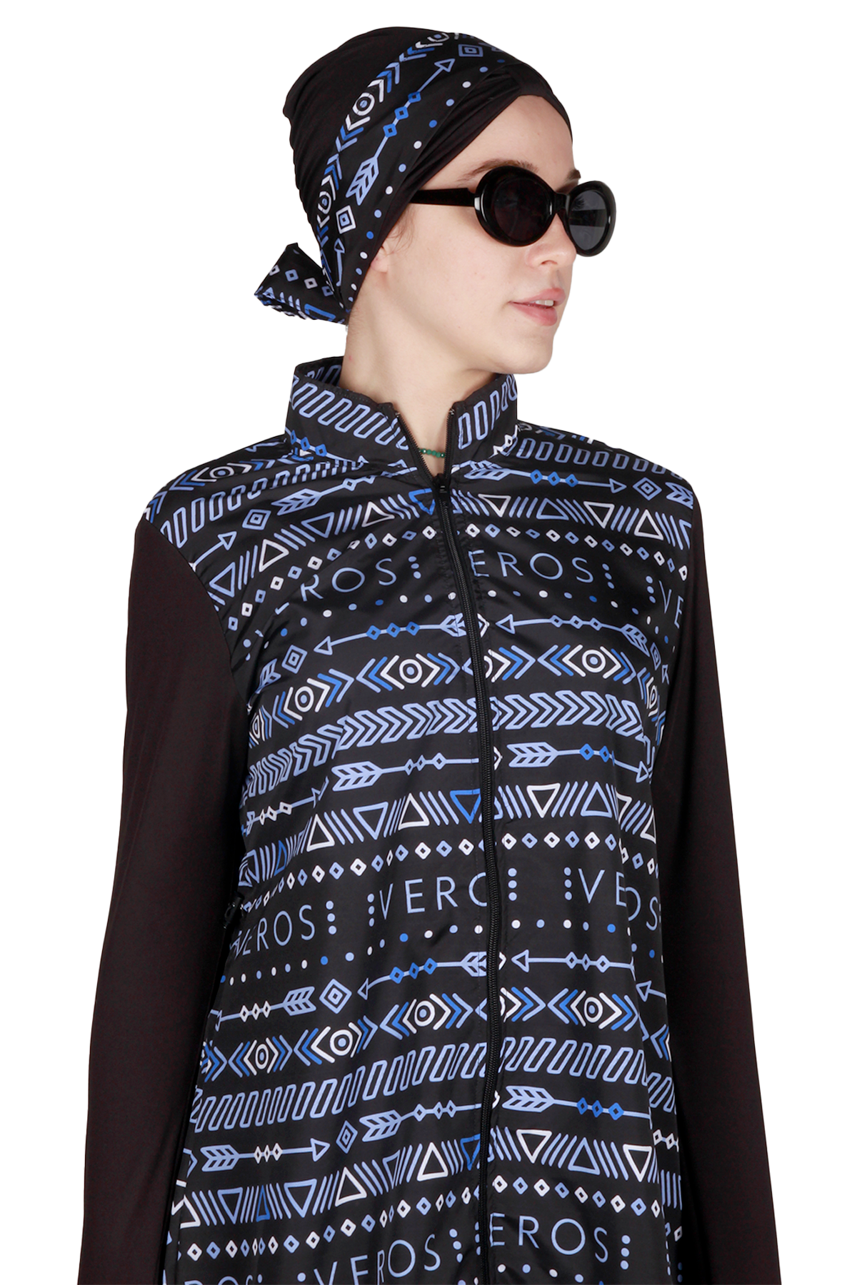 Veros Mayo VRS1103, Lacivert Desenli Tesettür Mayo