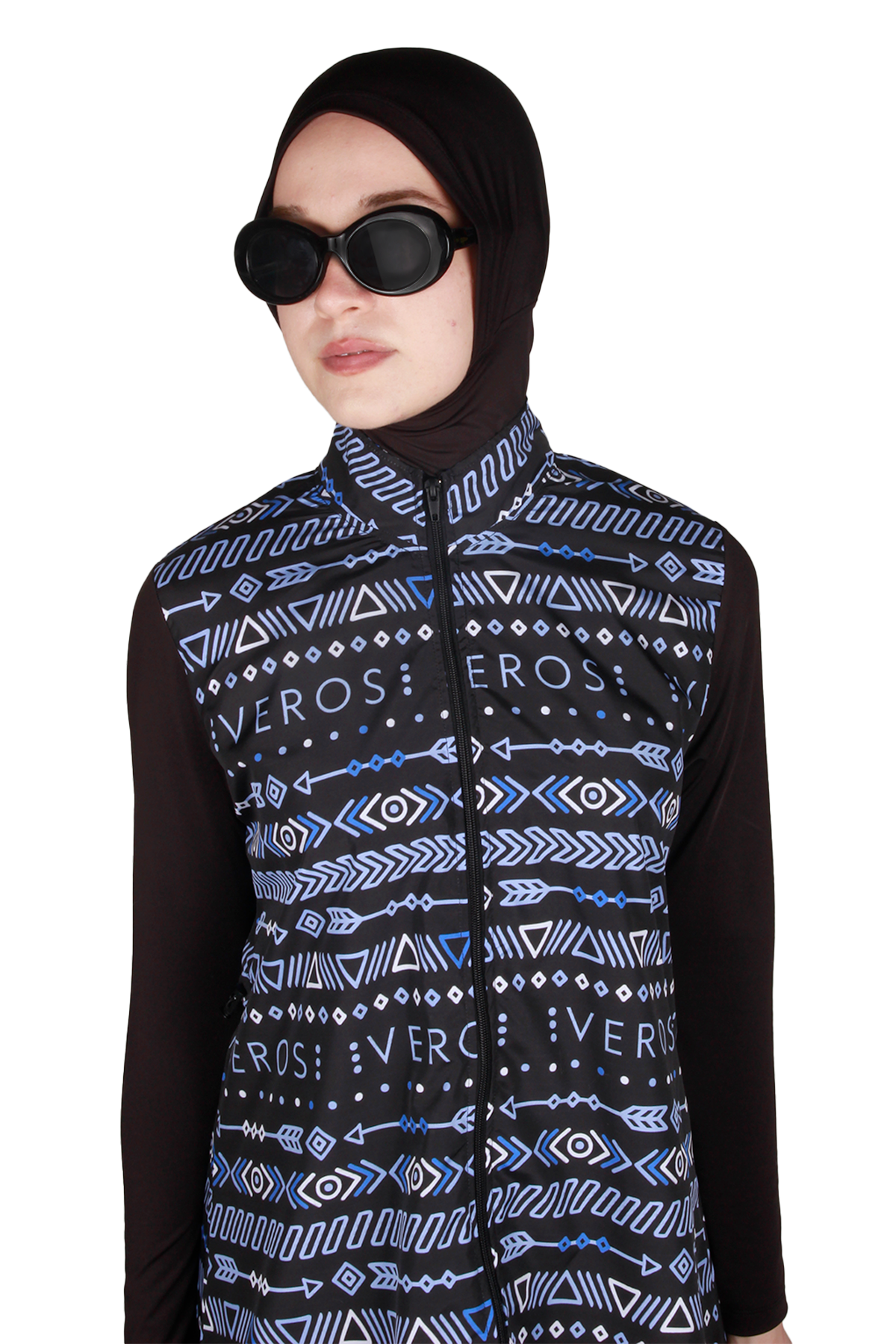 Veros Mayo VRS1103, Lacivert Desenli Tesettür Mayo